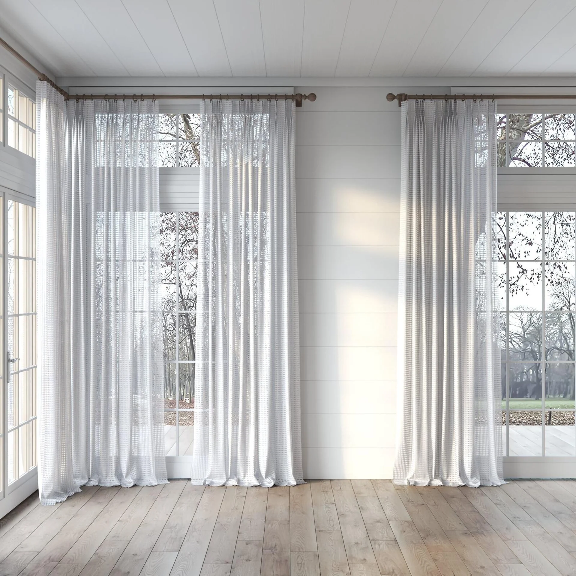 Full view of Bryce Flint, puddled, on curtain rod