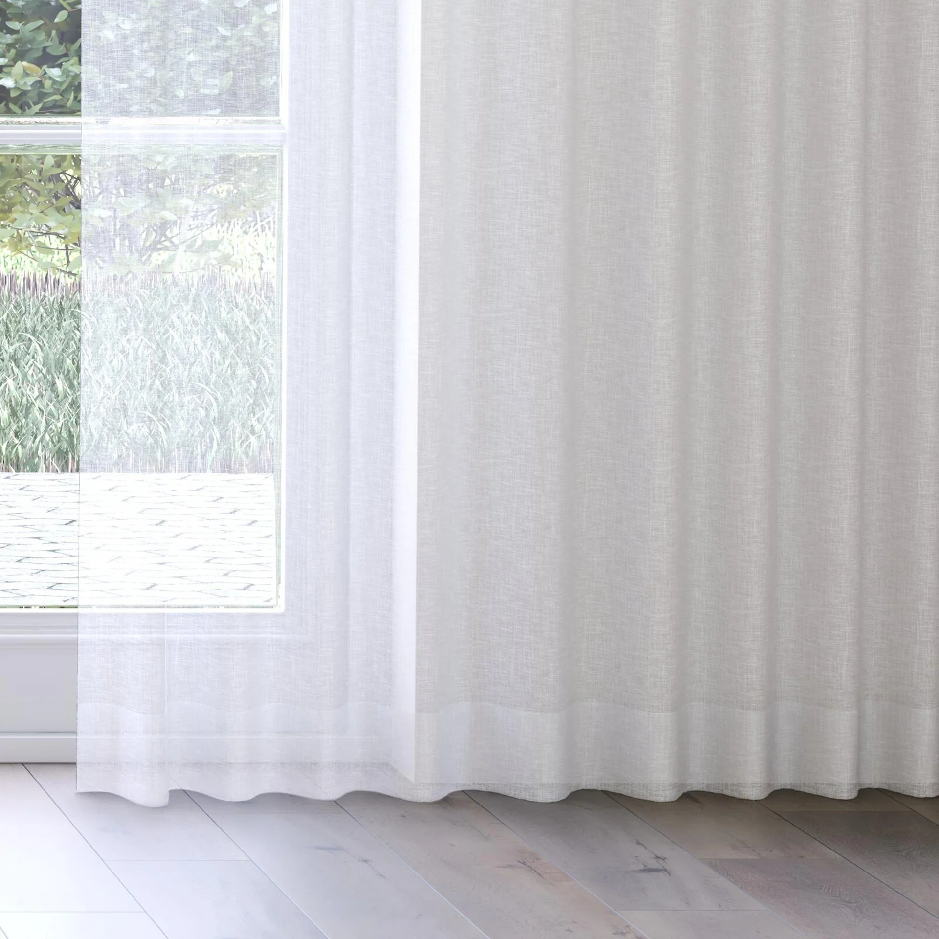 Bottom view of Natura Recycled Salt, on curtain rail