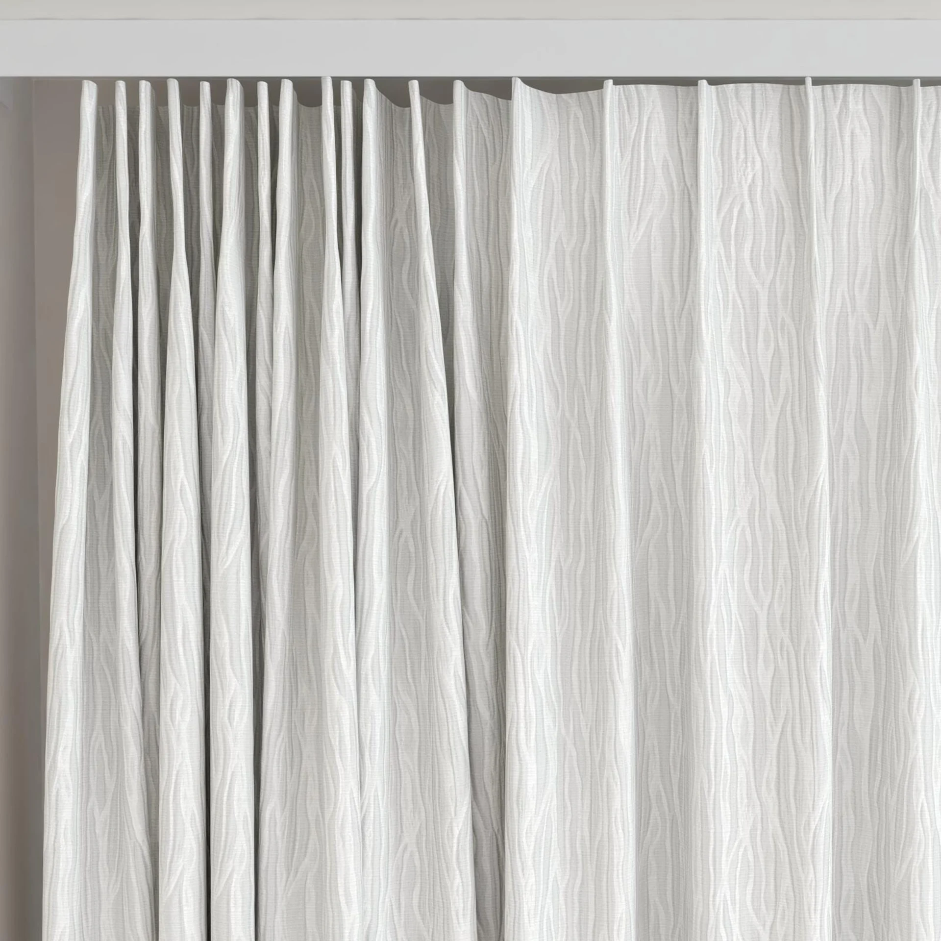 Top view of Sandrift Silver, on curtain rail