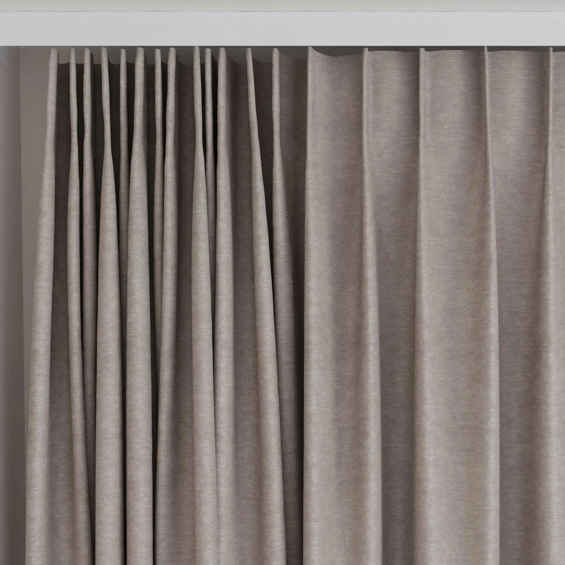 Top view of Baron Feather, on curtain rail