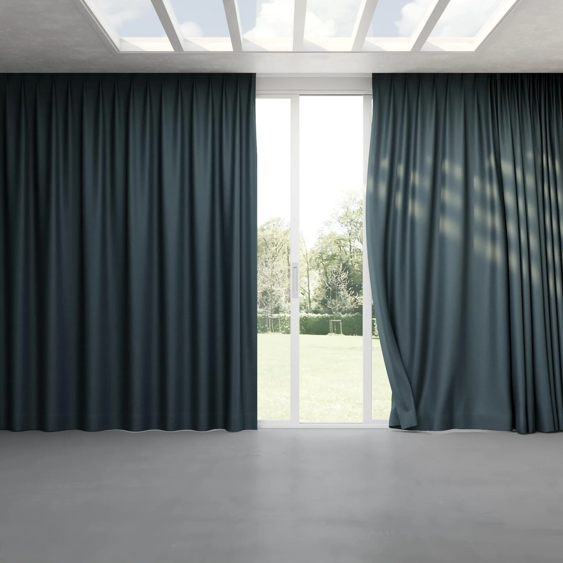 Full view of Eternal Petrol, pinch pleat