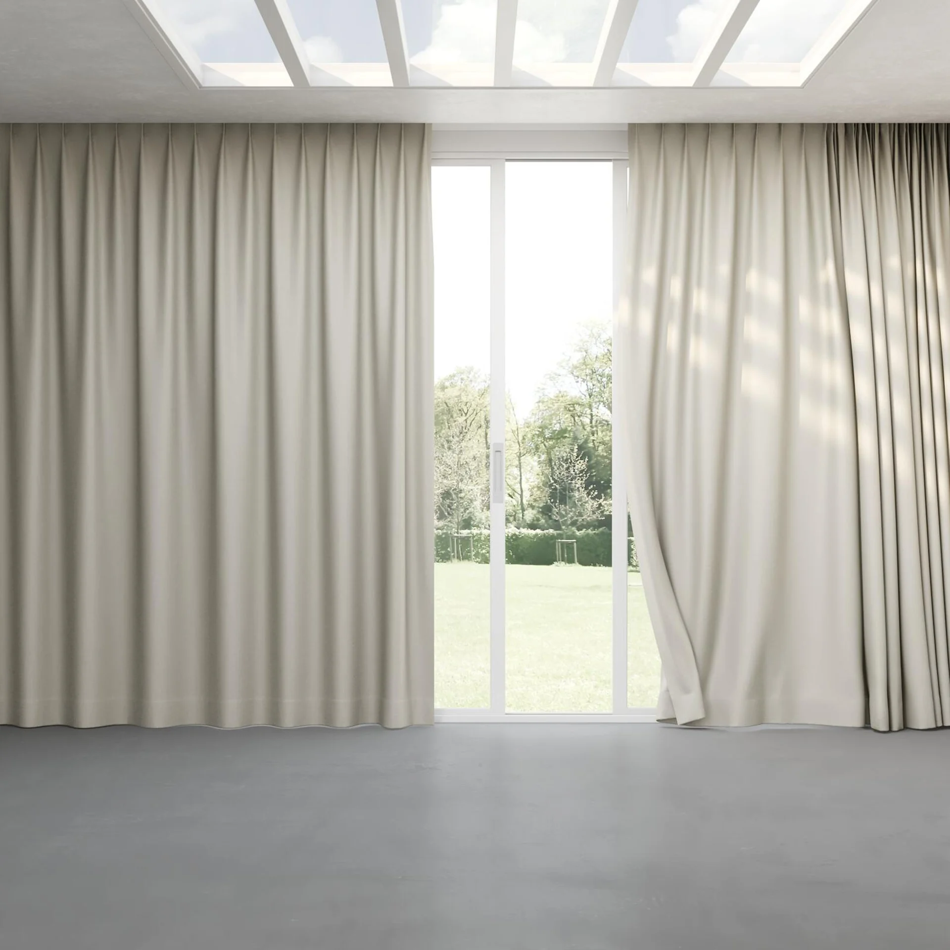Full view of Infinite Pumice, pinch pleat