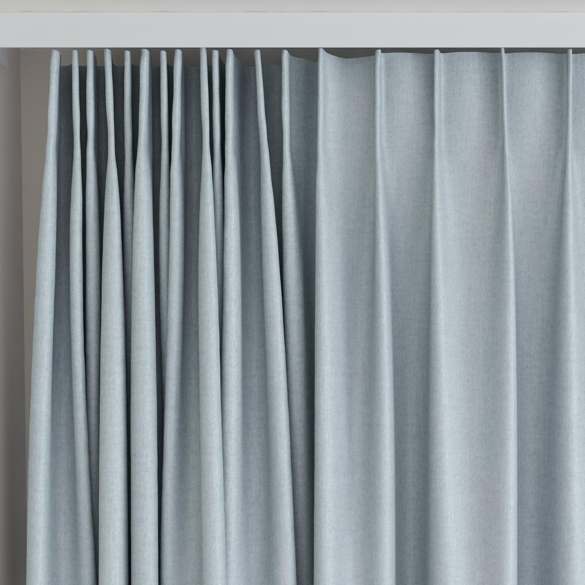 Top view of Cushy Aqua, on curtain rail