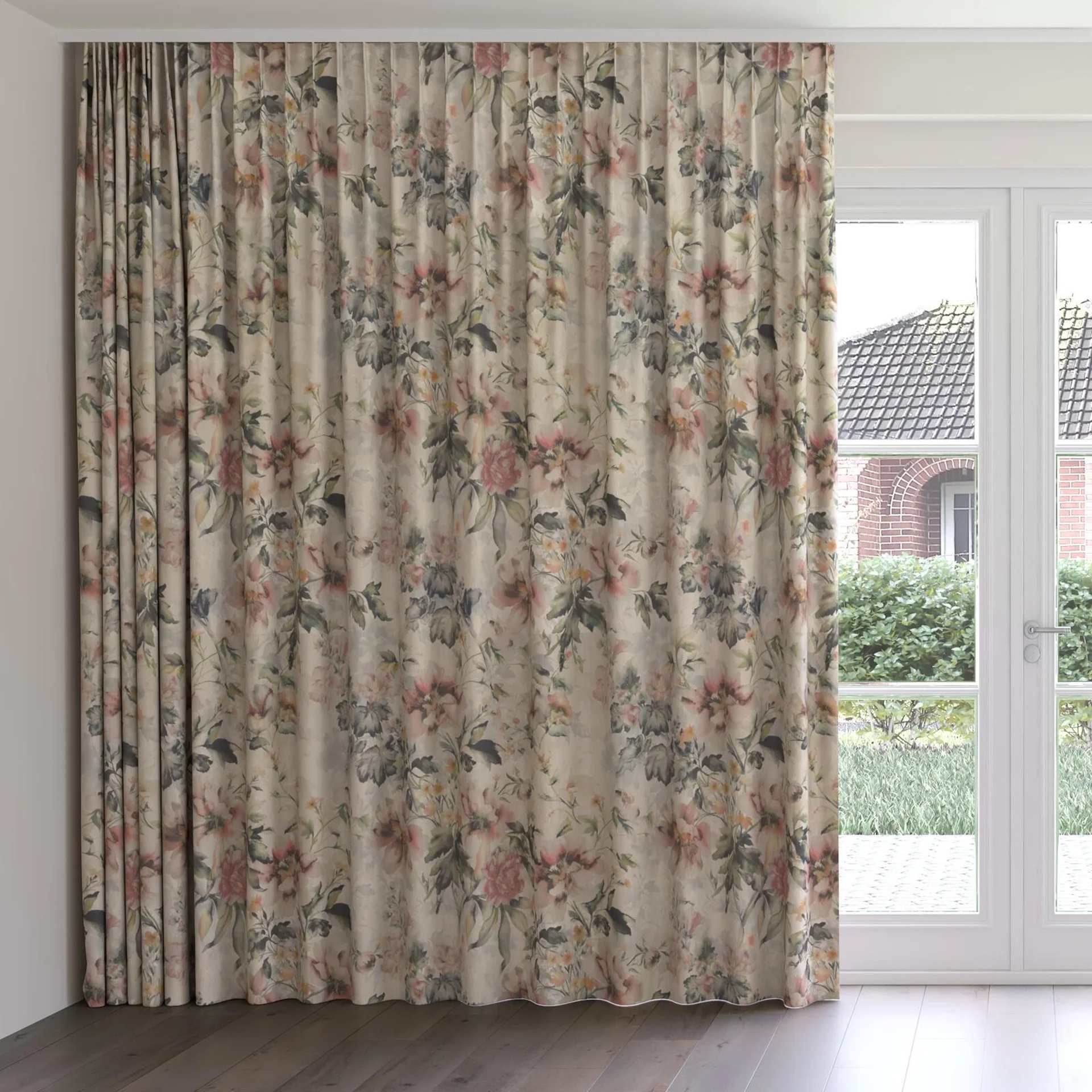Front view of Leila Rosewood, on curtain rail