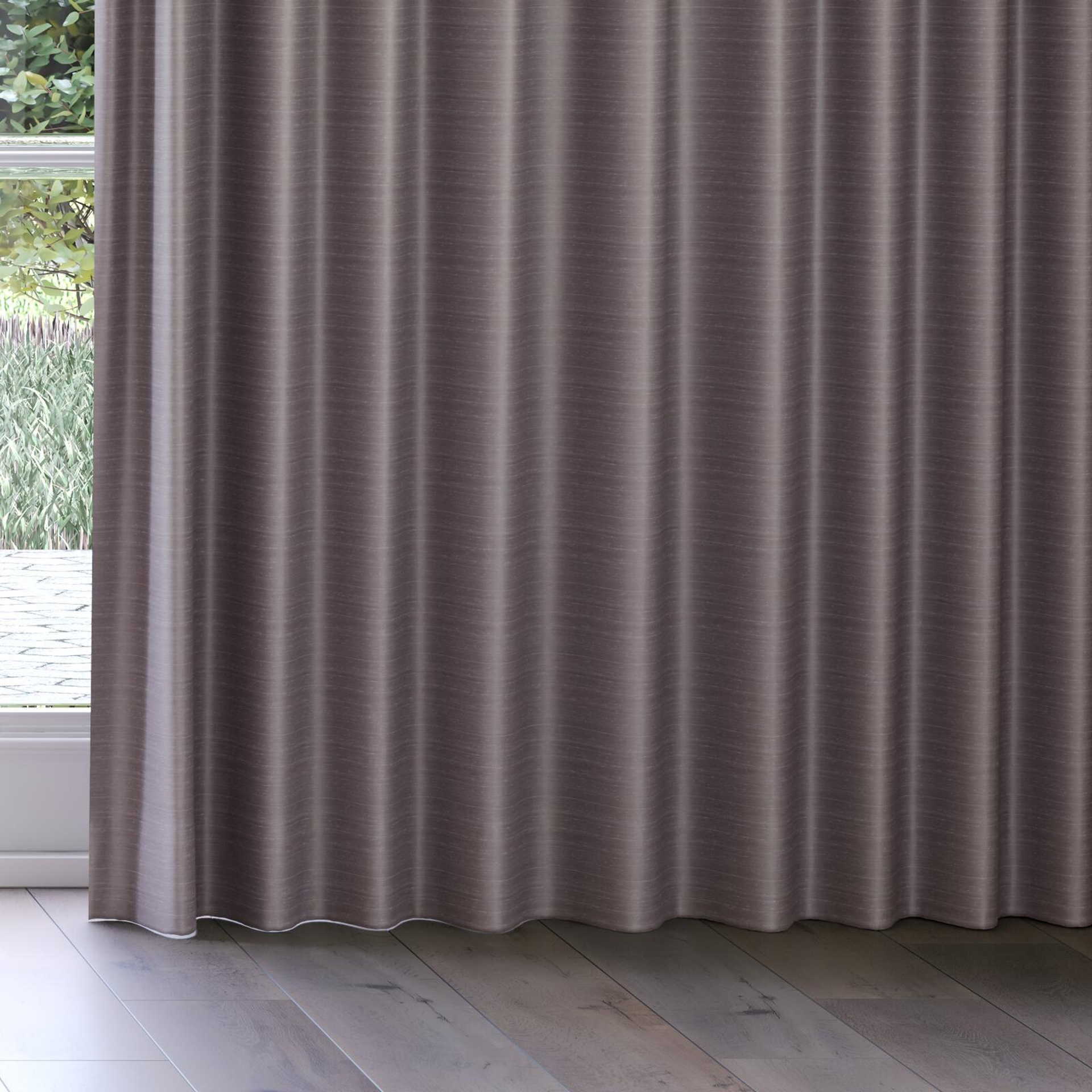 Bottom view of Silky Pewter, on curtain rail