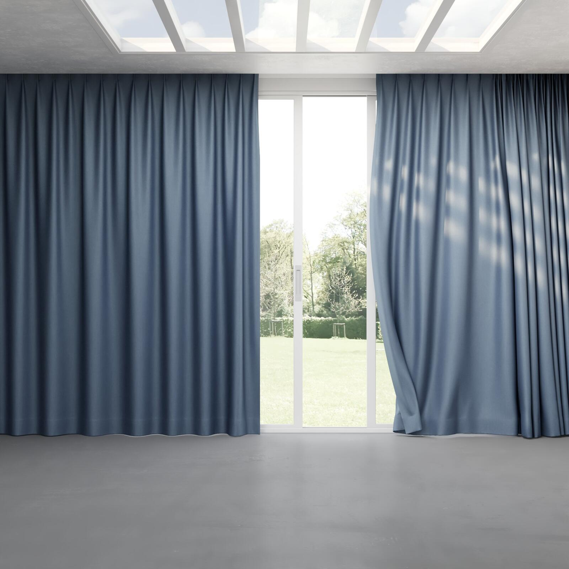 Full view of Tonga Denim, pinch pleat