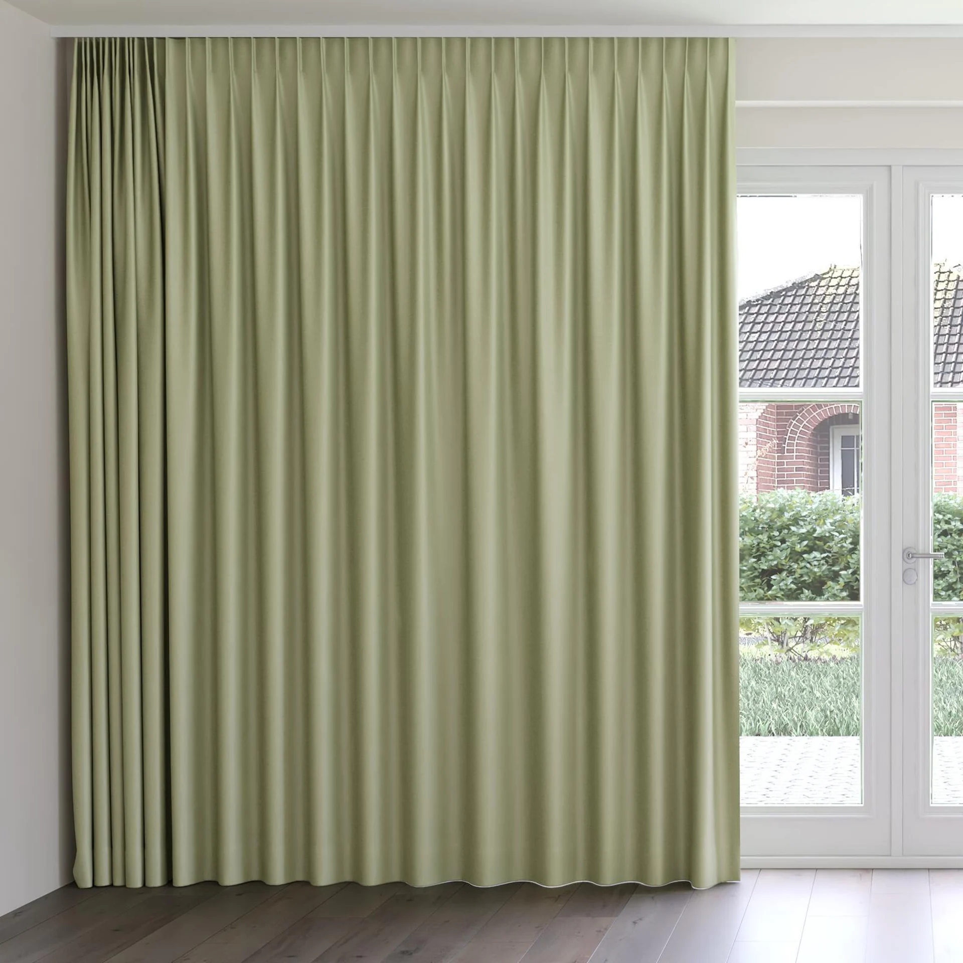 Front view of Rewind Mint, on curtain rail