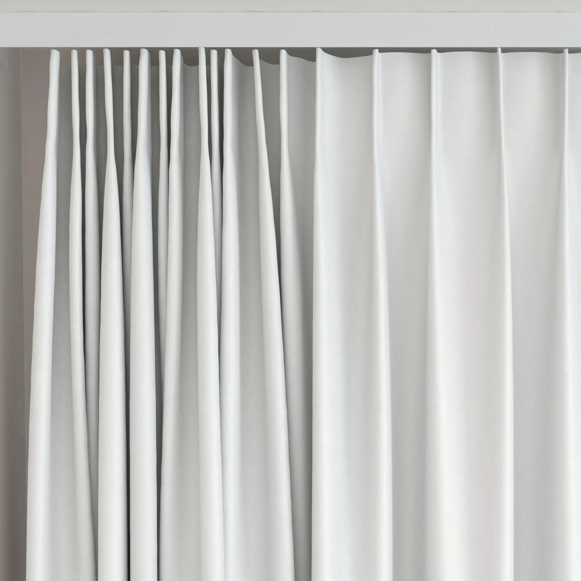 Top view of Re-Vive Ecru, on curtain rail
