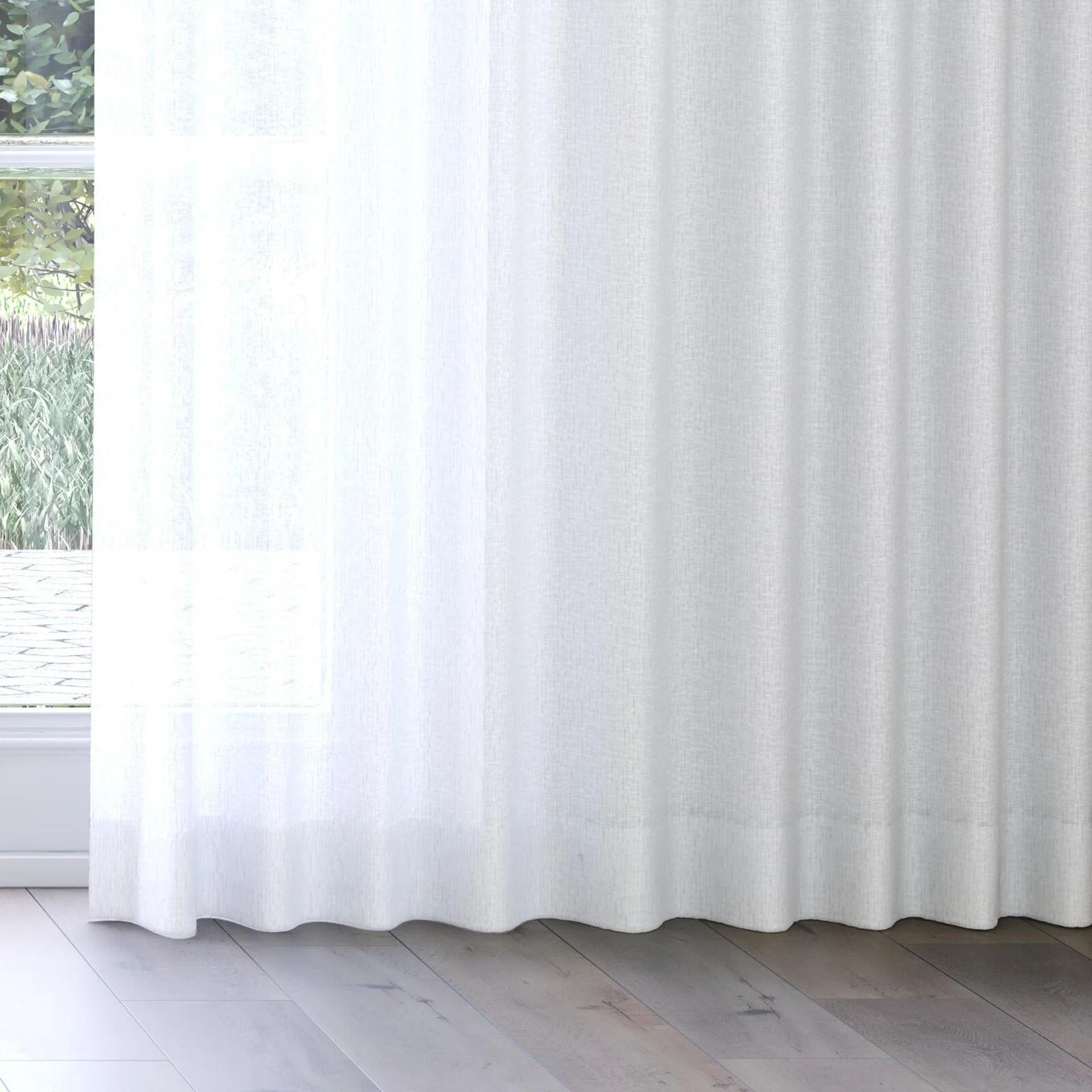 Bottom view of Shoji Mist 415, on curtain rail