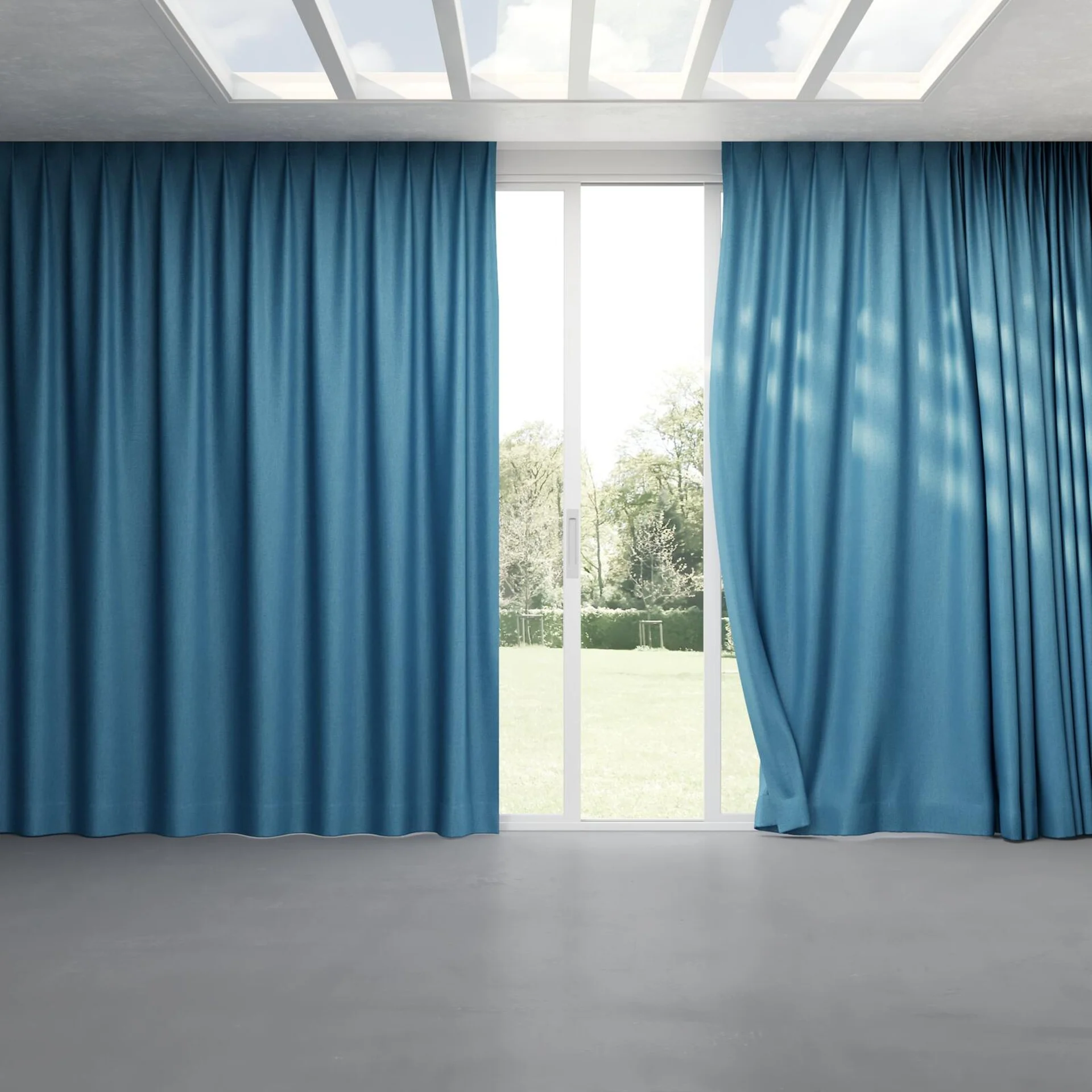 Full view of Bronco Cyan, pinch pleat