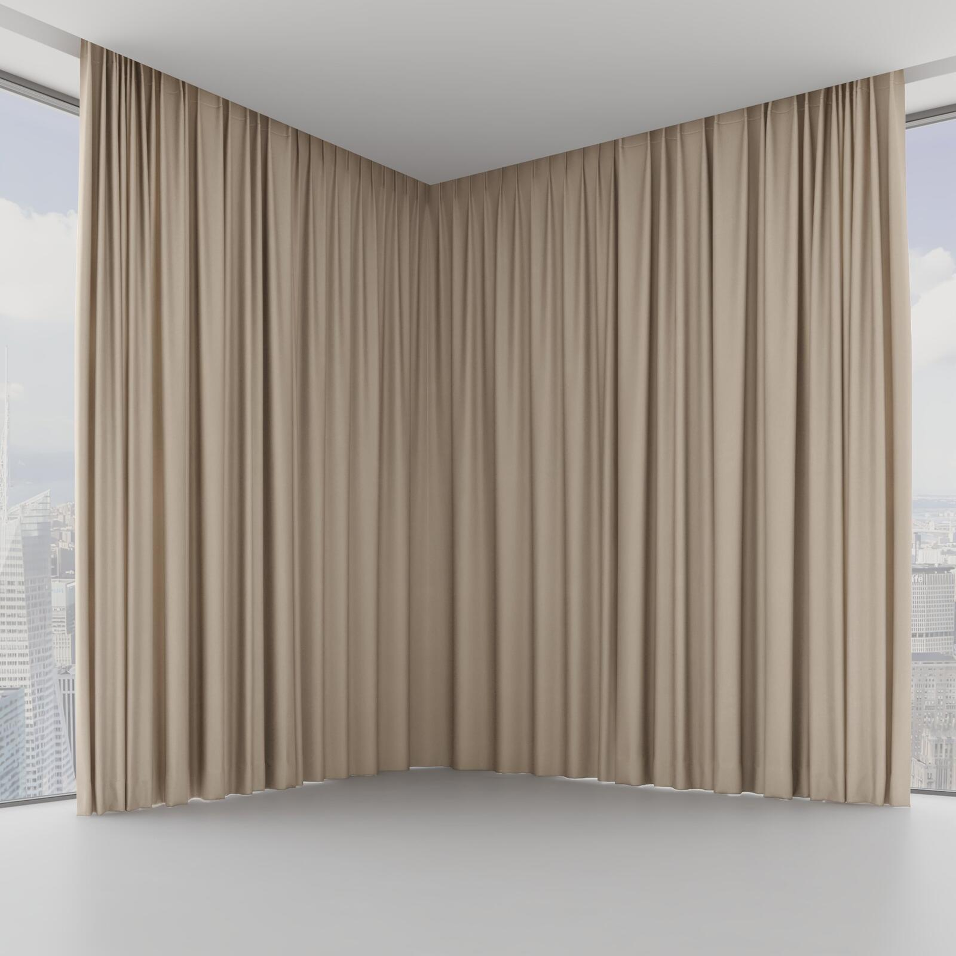 Front view of Elaborate Taupe, on hidden rail