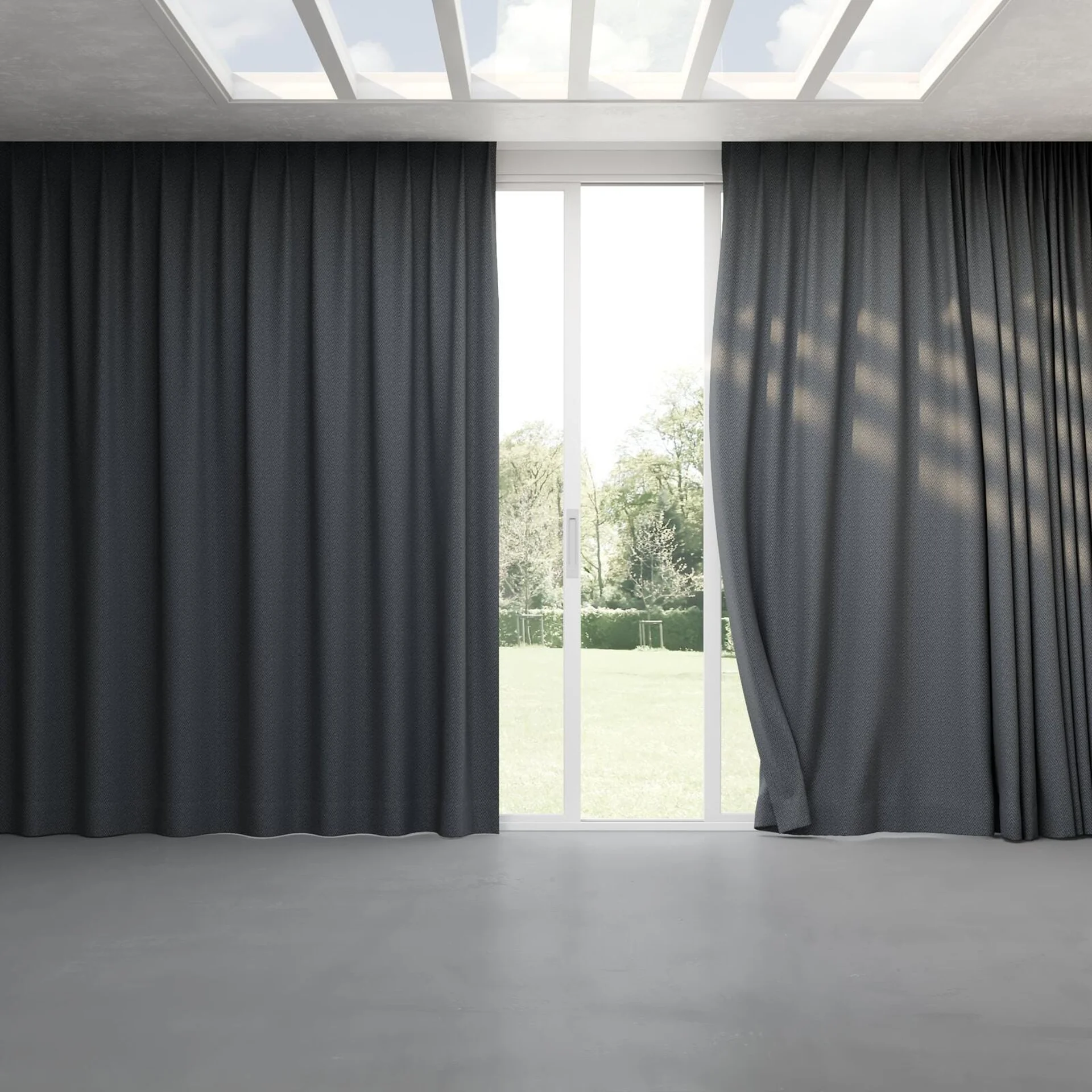 Full view of Saiph Slate, pinch pleat