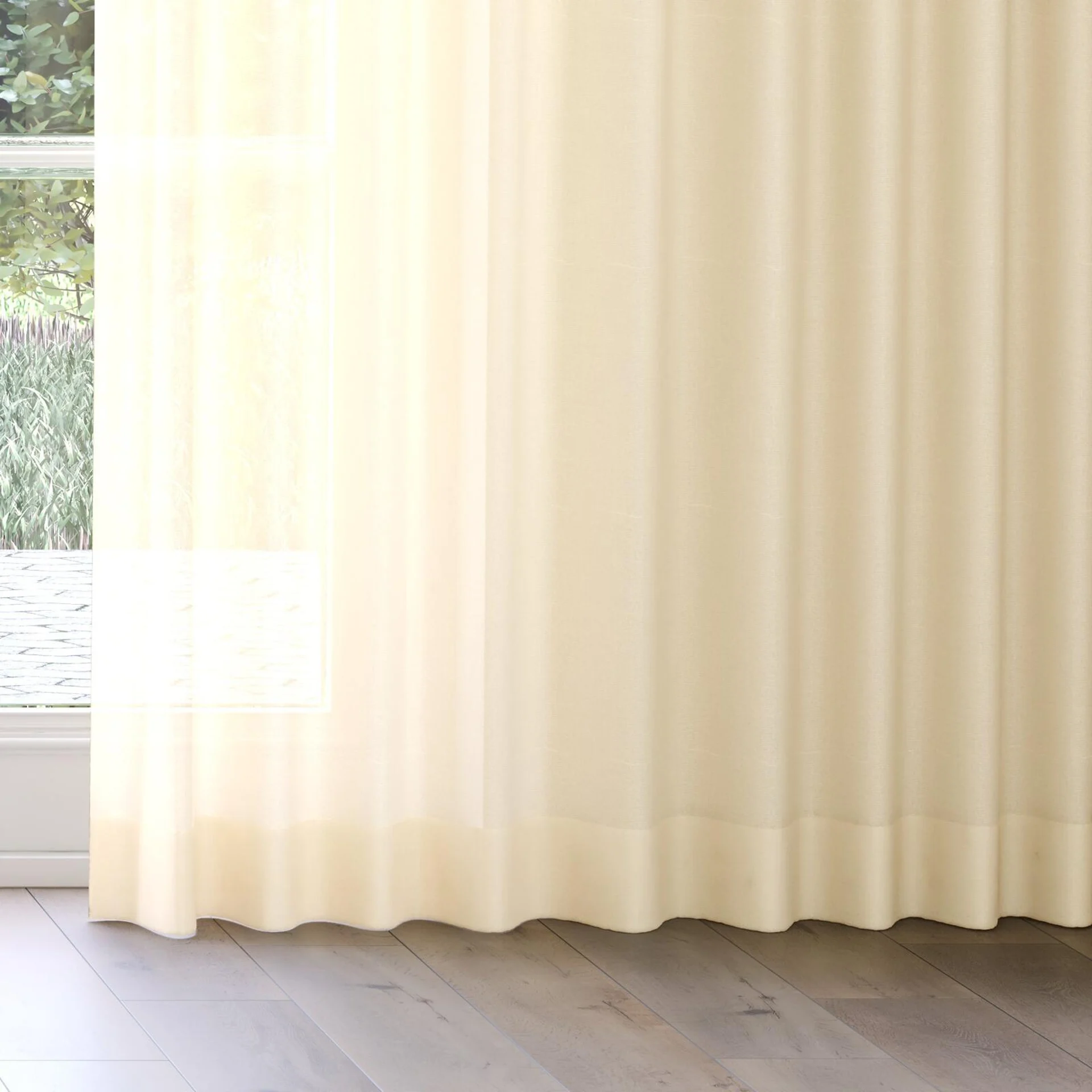 Bottom view of Gossy Caramel, on curtain rail