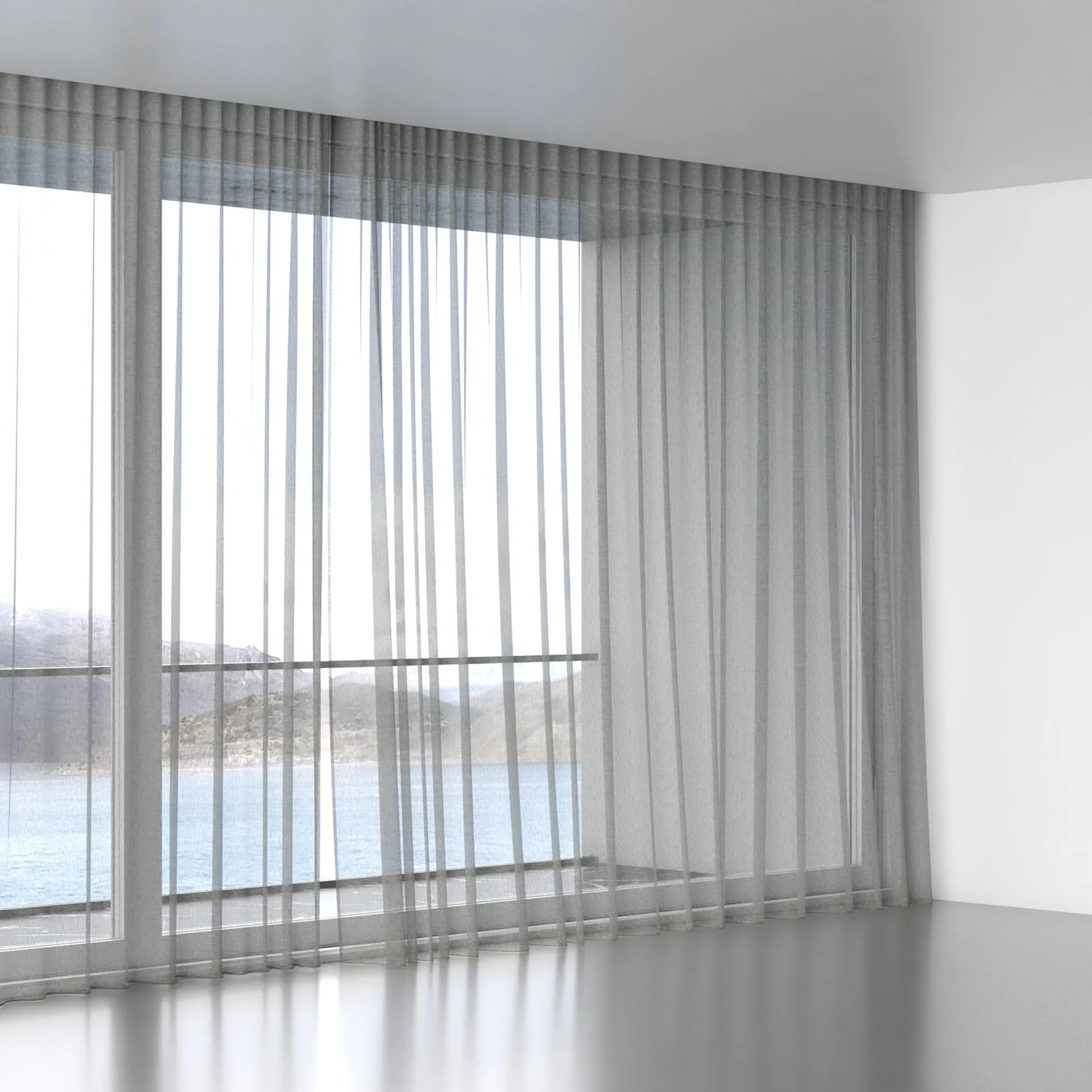 Full view of Pure Linen Liquorice, wave pleat