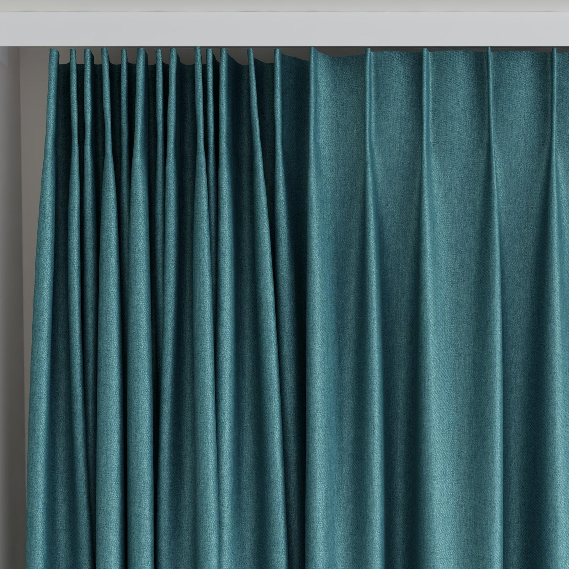Top view of Fiji Teal, on curtain rail