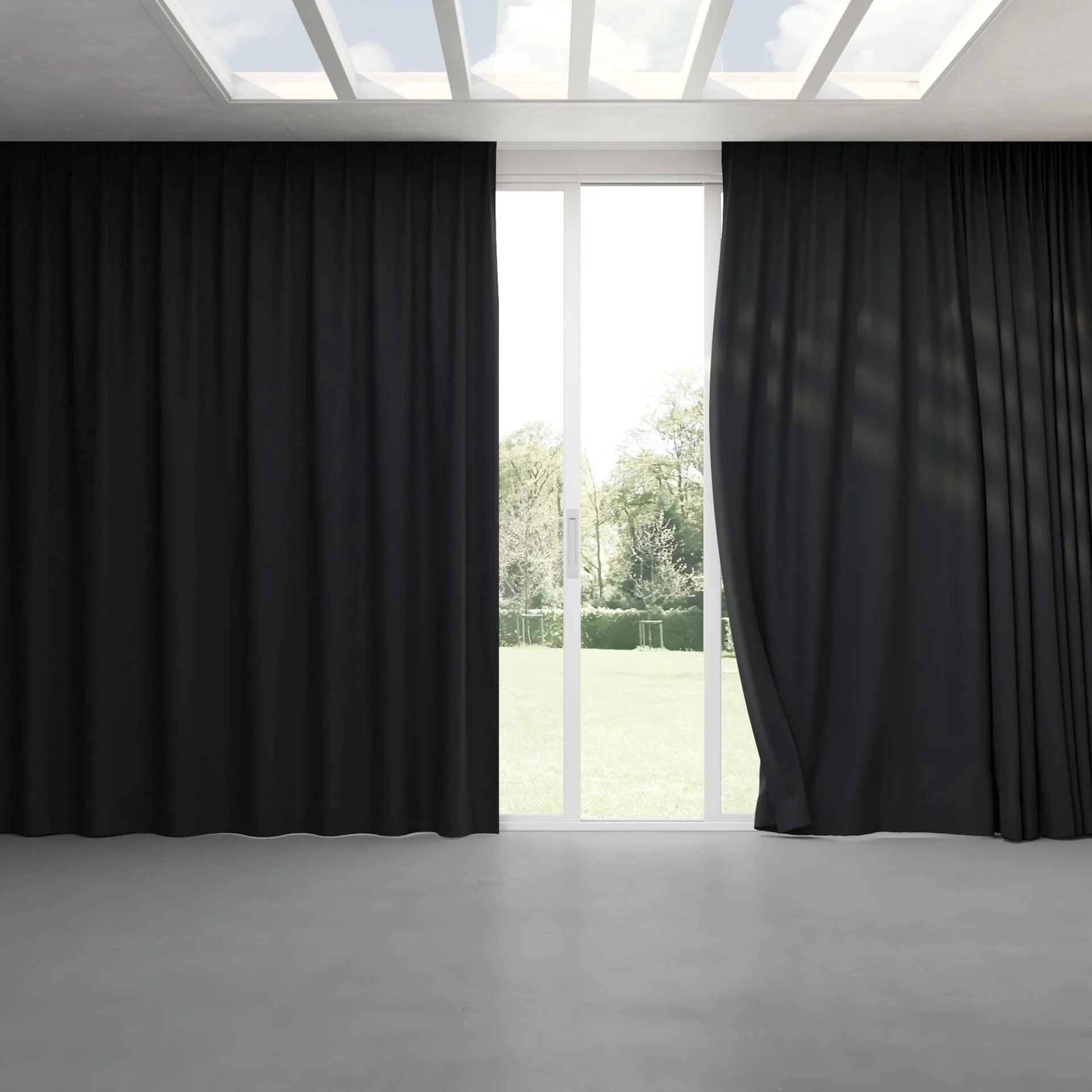 Full view of Darkness Caviar, pinch pleat