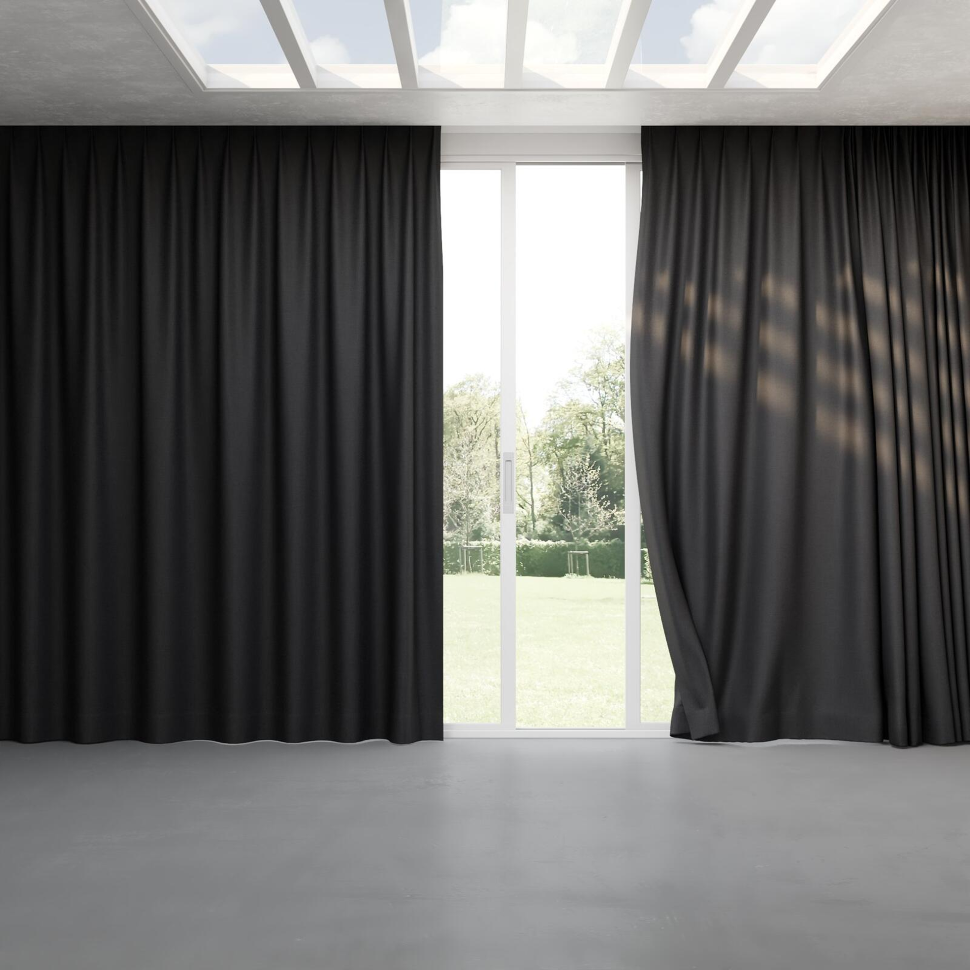 Full view of Frisco Pewter, pinch pleat