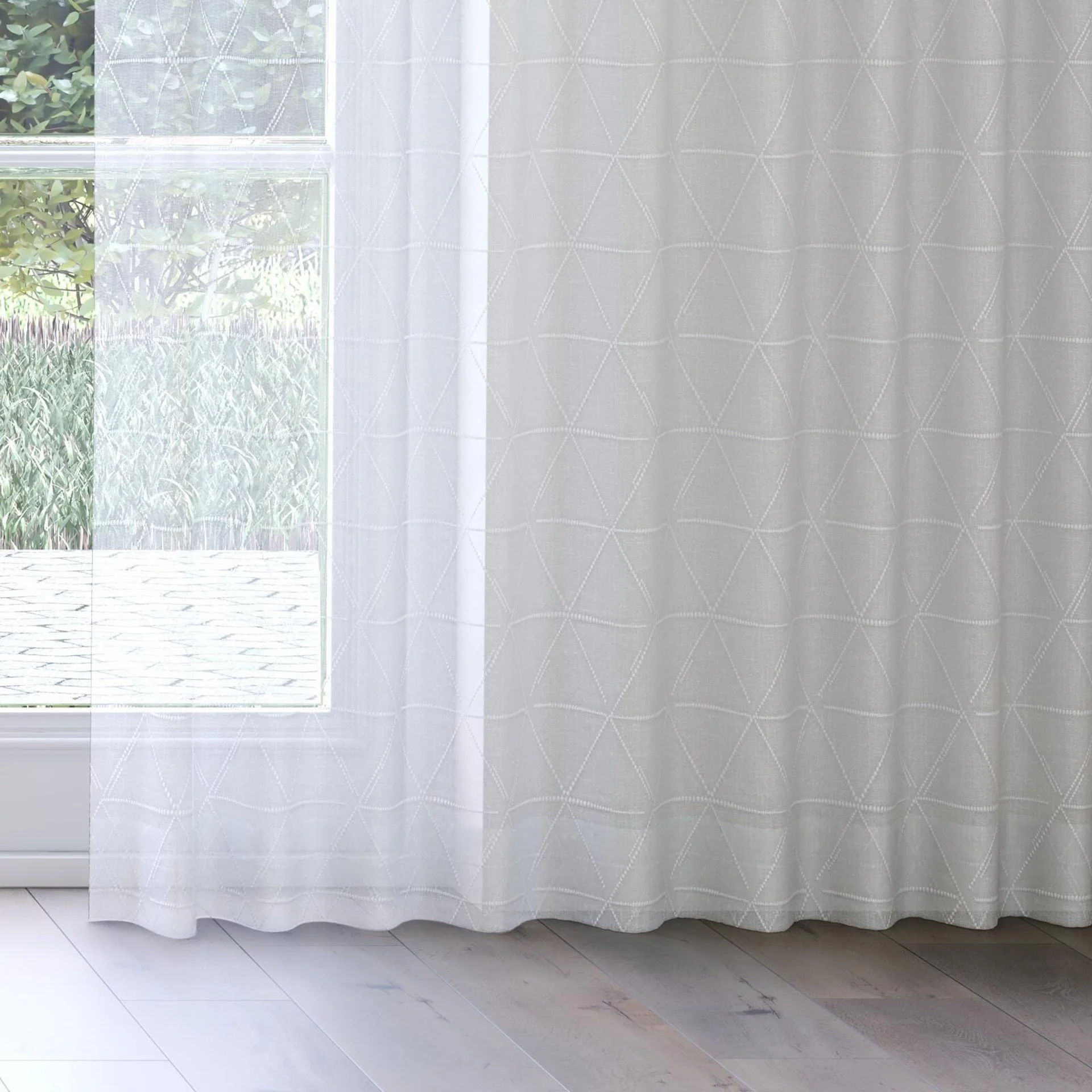 Bottom view of Timeless Opal, on curtain rail