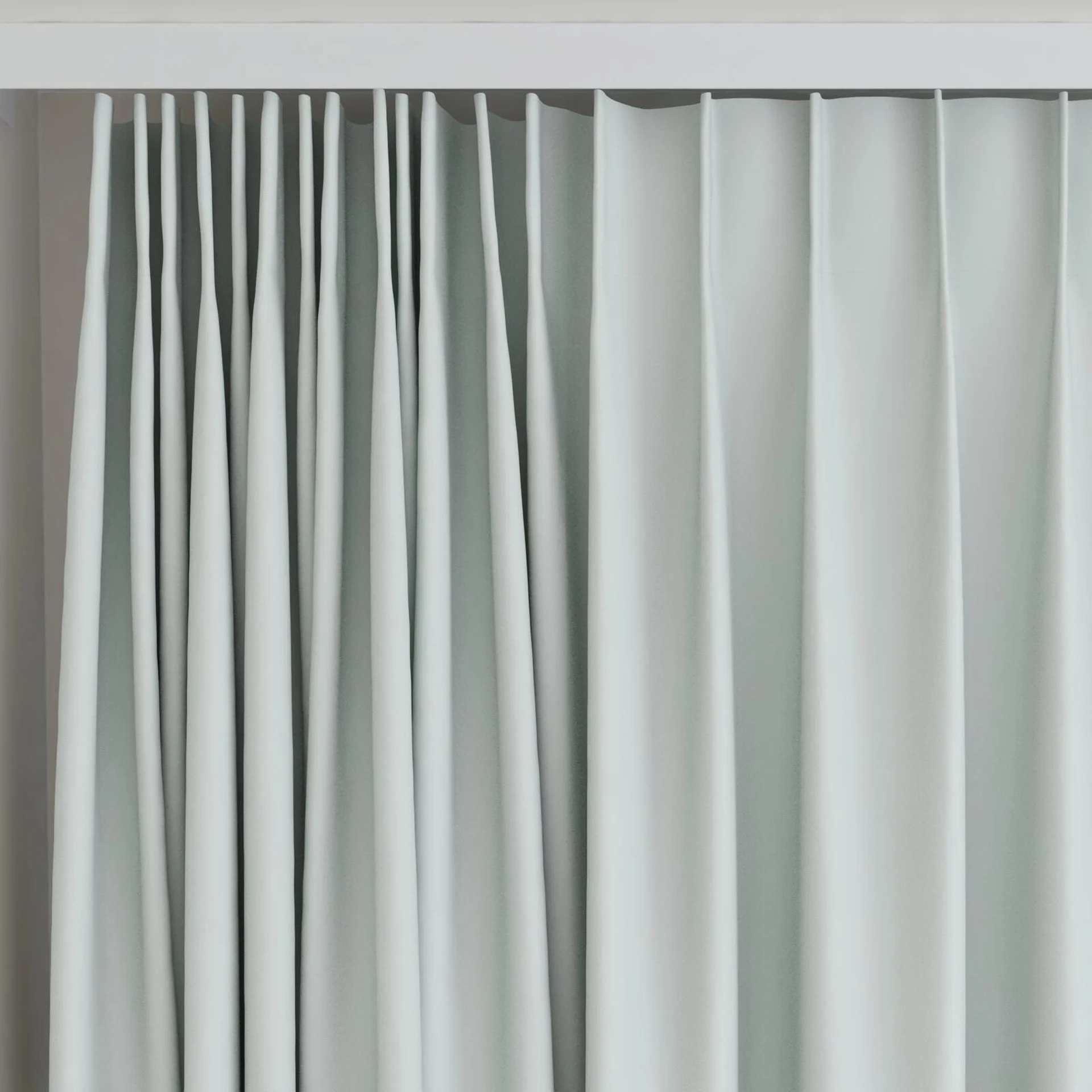 Top view of Quantum FR Seafoam, on curtain rail
