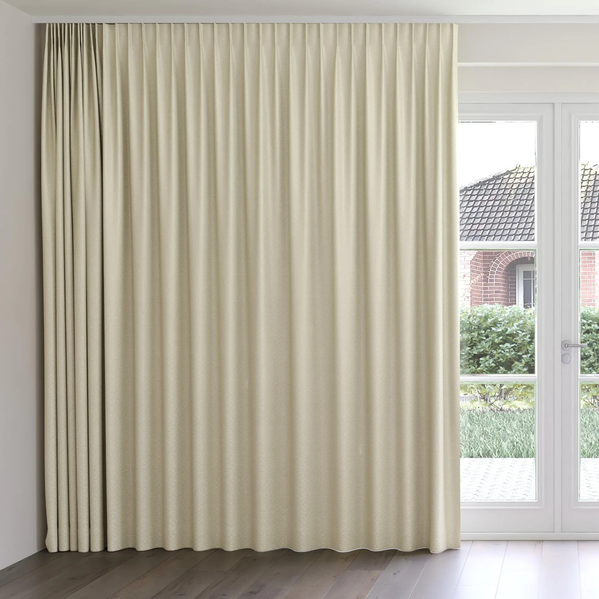 Front view of Requiem Putty, on curtain rail