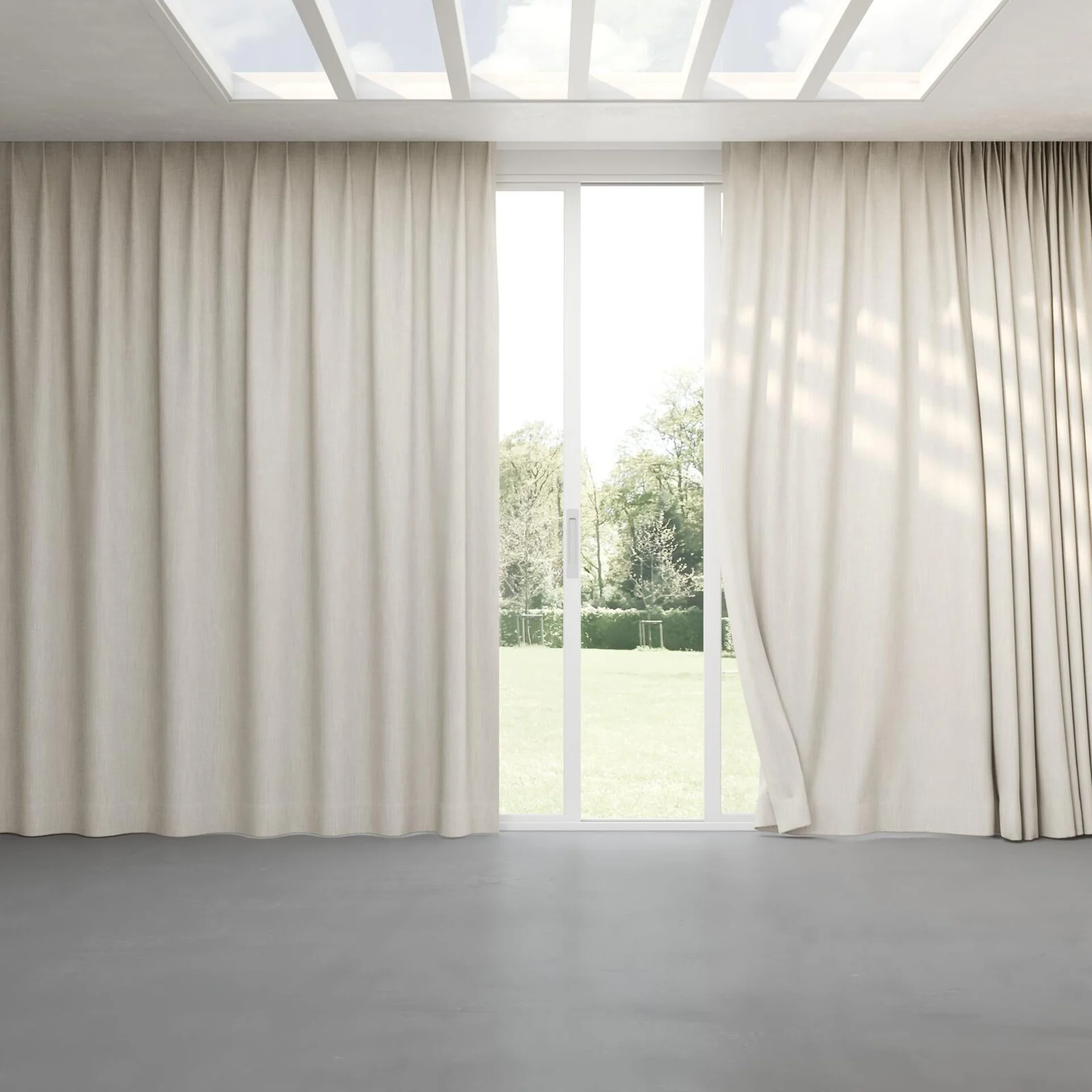 Full view of Chatham Mist, pinch pleat