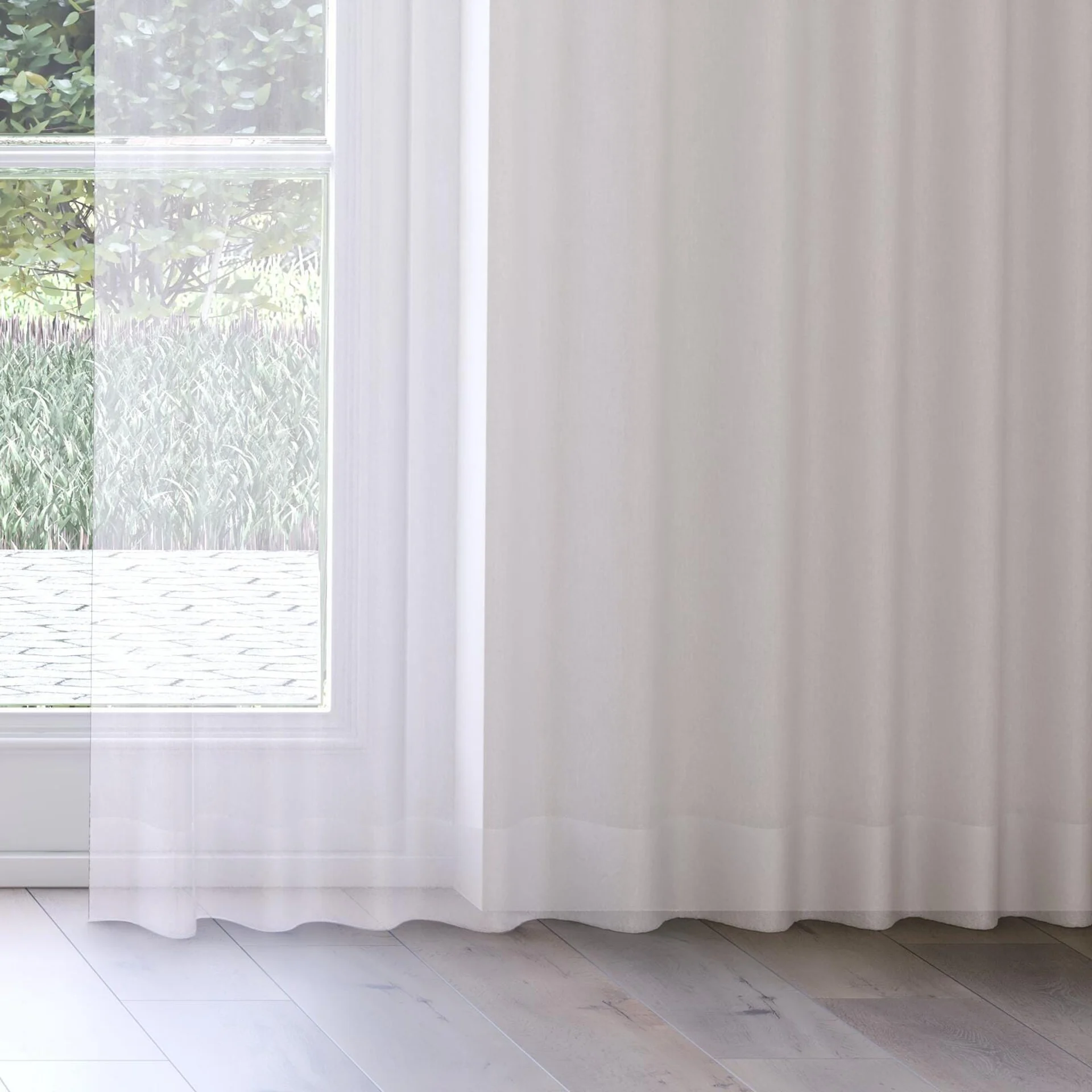Bottom view of Selene Wool, on curtain rail