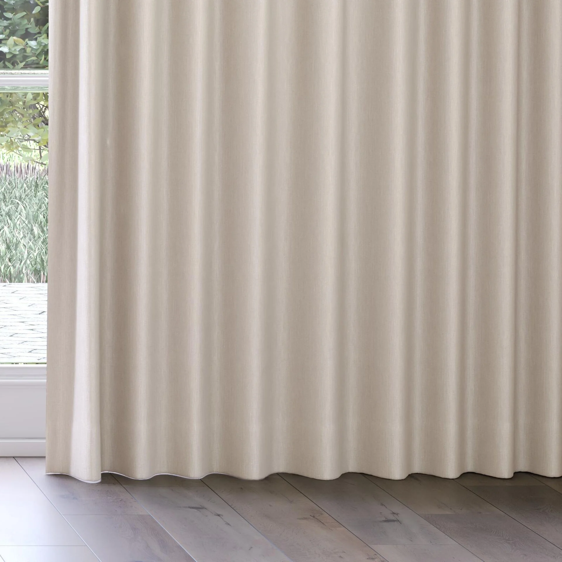 Bottom view of Cordoba Sepia, on curtain rail