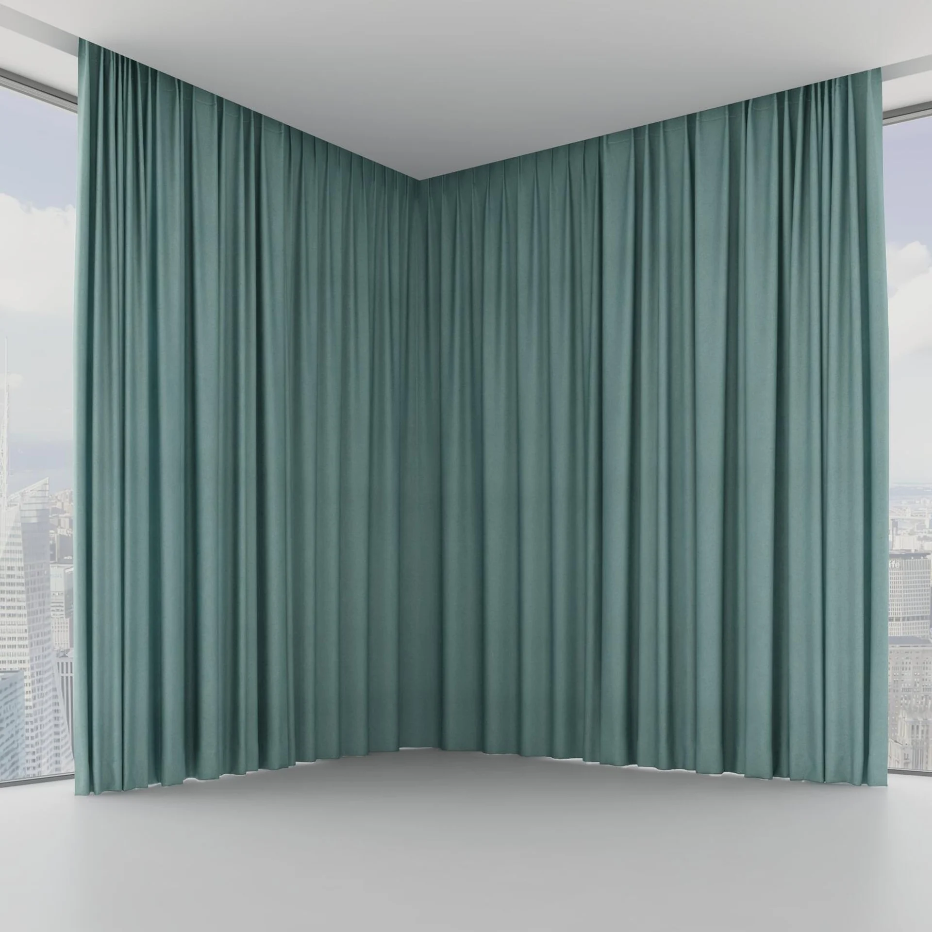 Front view of Liberate Turquoise, on hidden rail