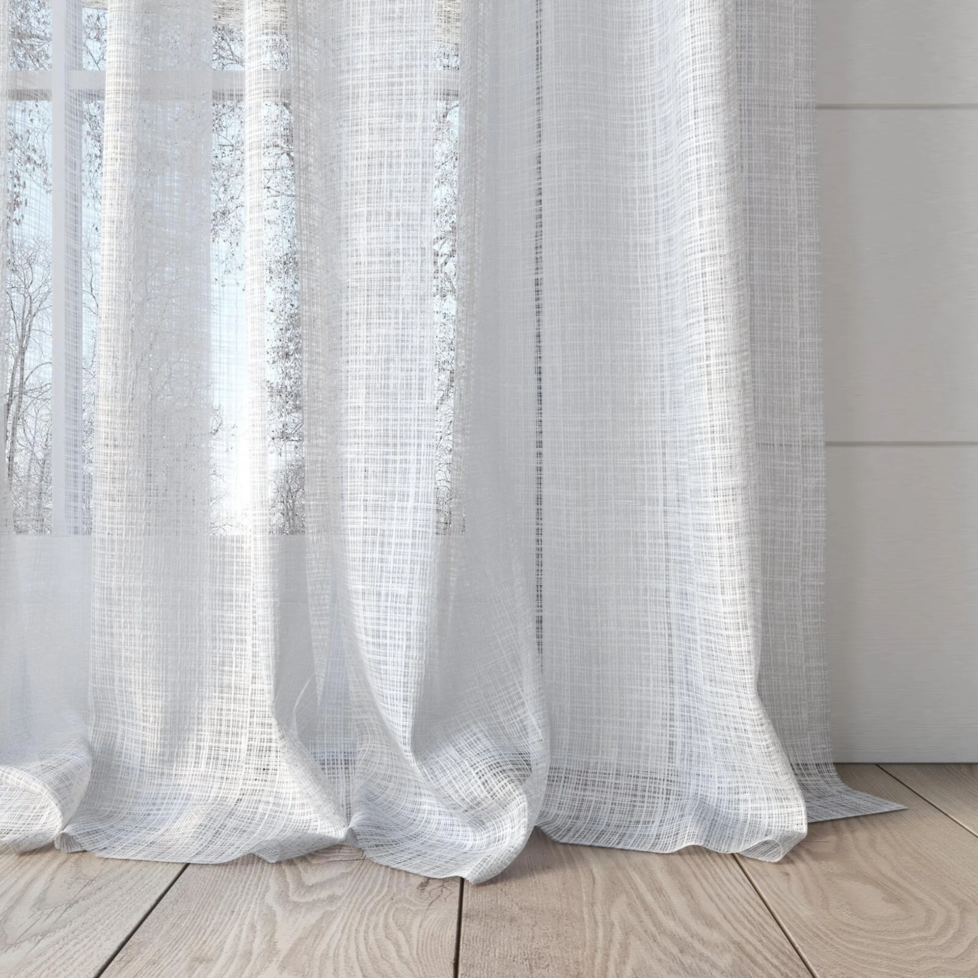 Bottom view of Scandinese Whitewash, puddled, on curtain rod
