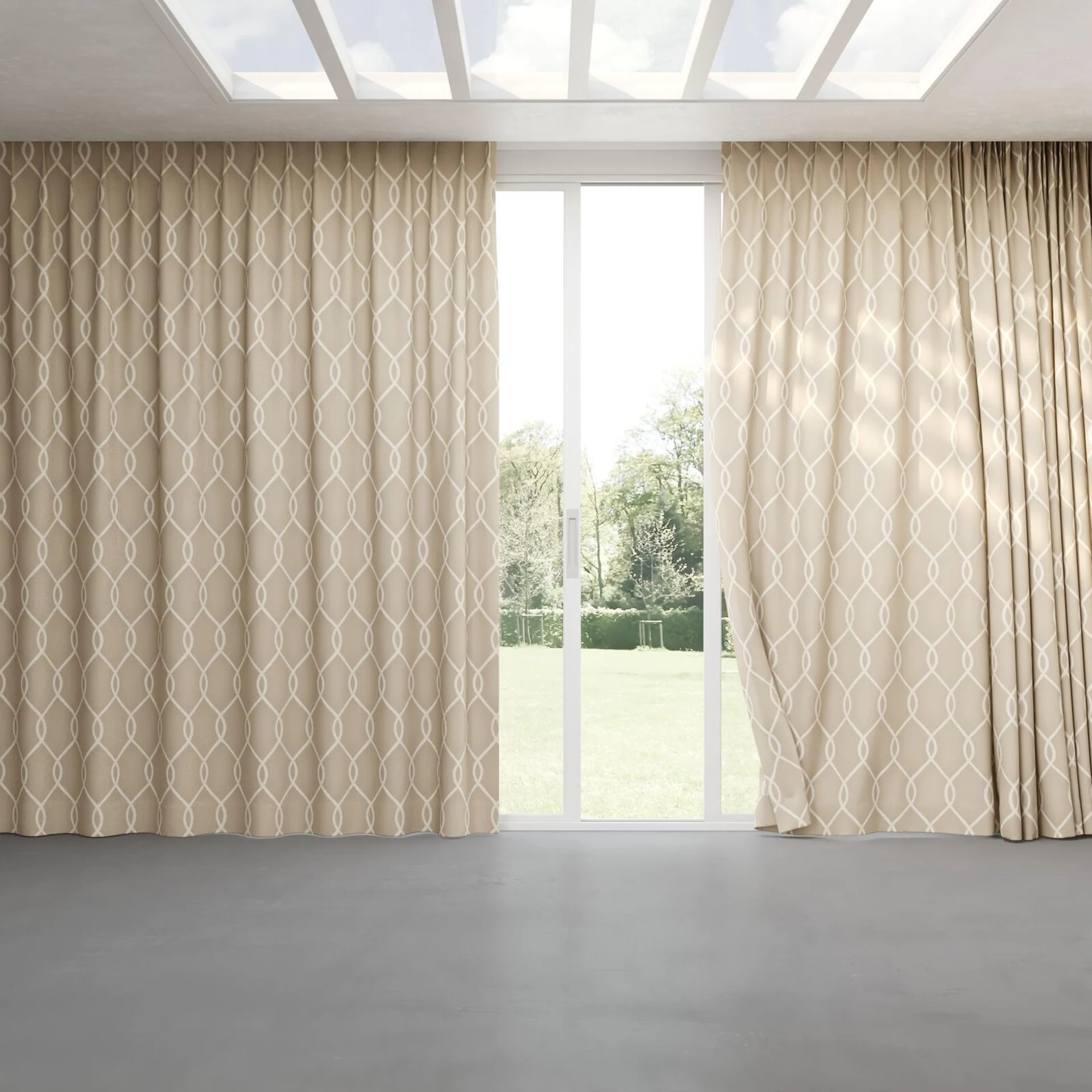Full view of Latimer Latte, pinch pleat
