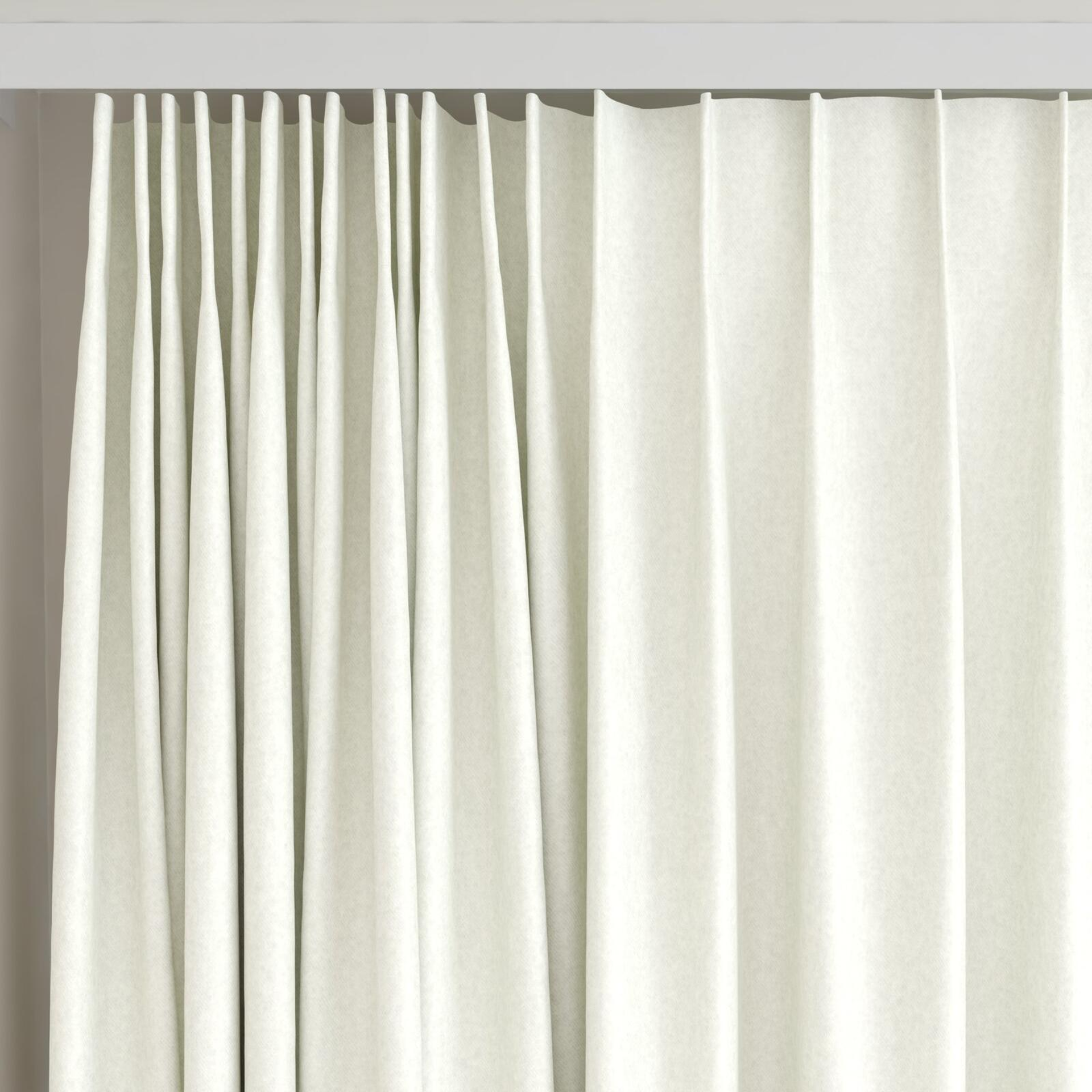 Top view of Woolly/Woolen Cream, on curtain rail