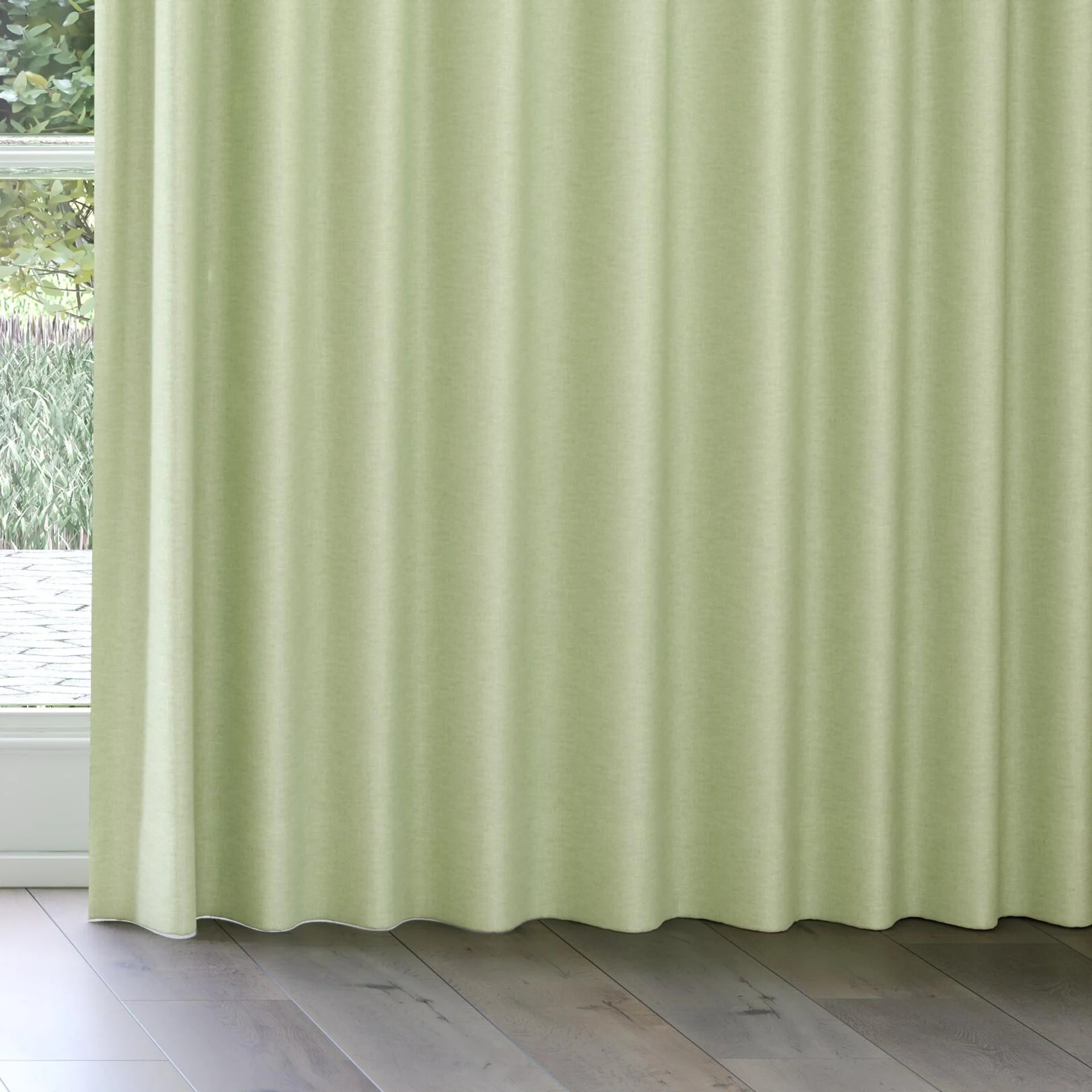 Bottom view of Casual Sage, on curtain rail