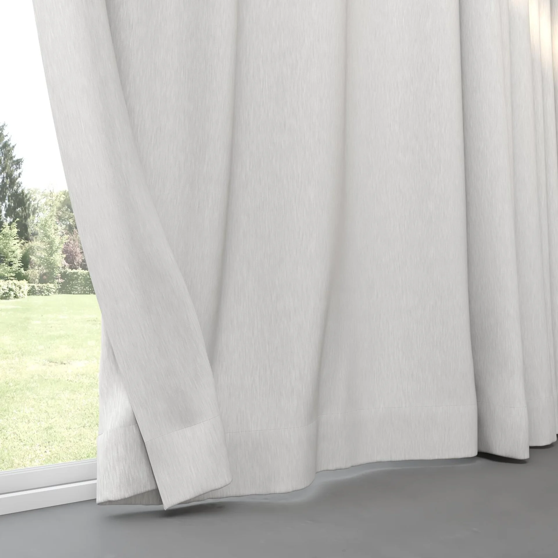 Bottom view of Tuxedo Cloud, pinch pleat