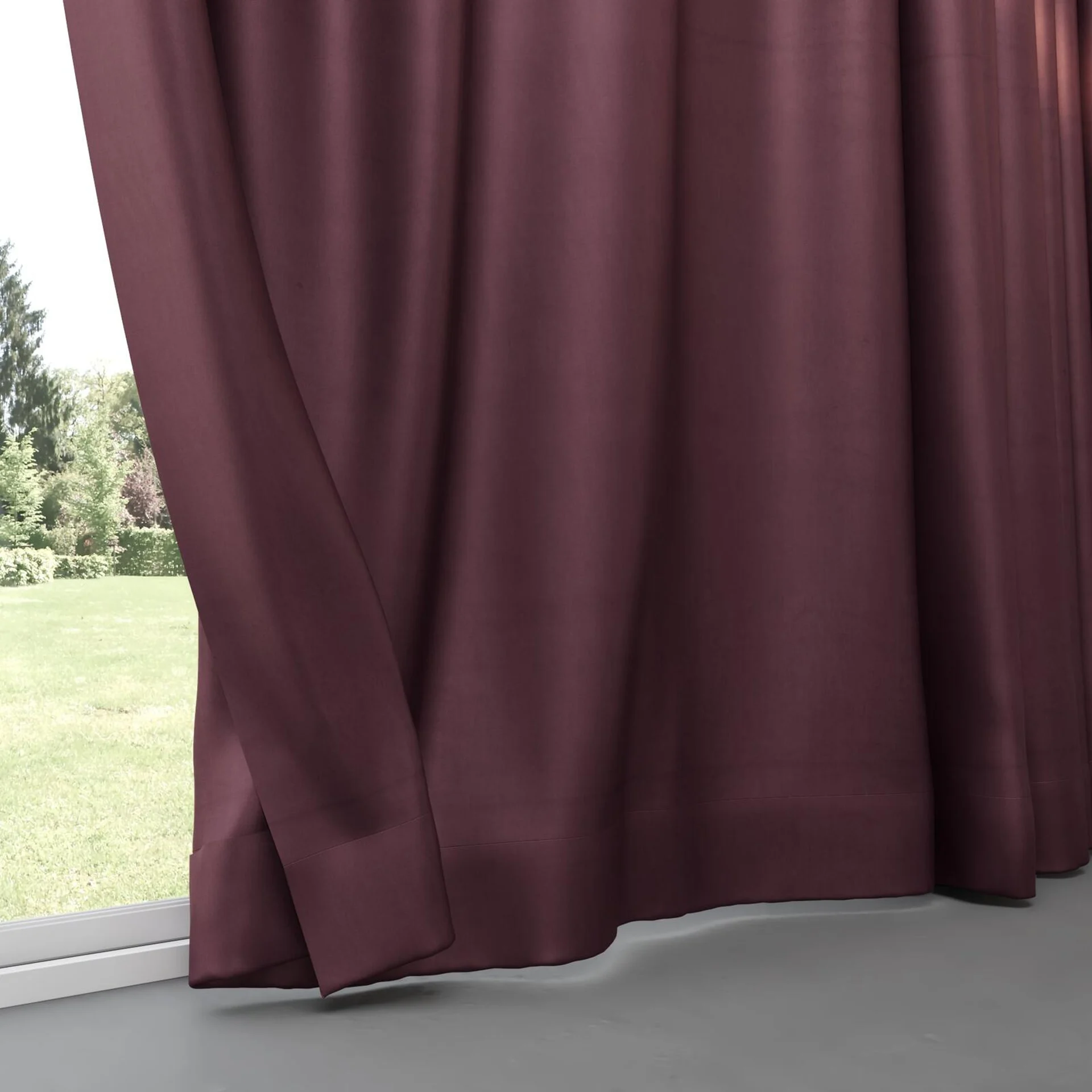 Bottom view of Warlock Aubergine, pinch pleat