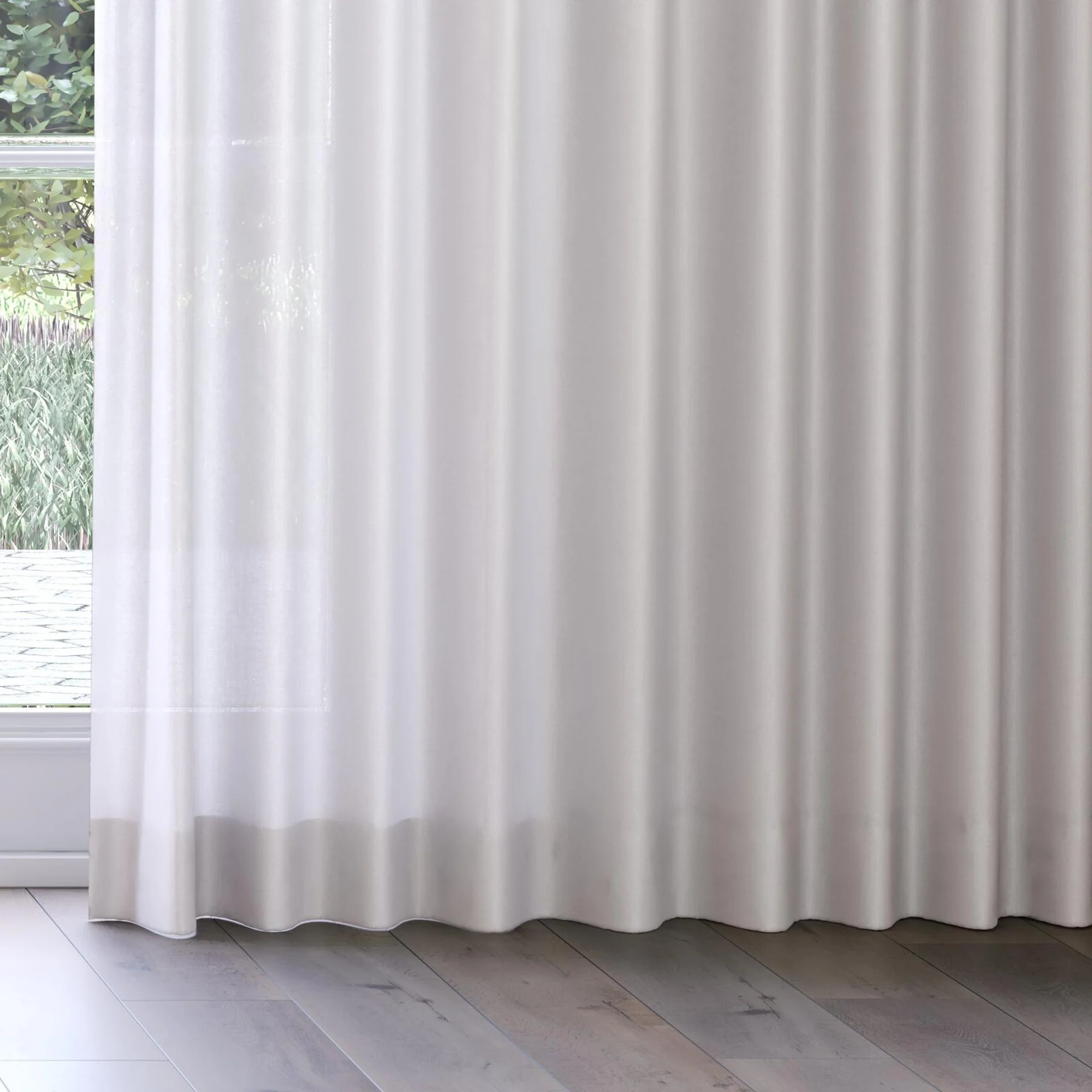 Bottom view of Linen Awash, on curtain rail