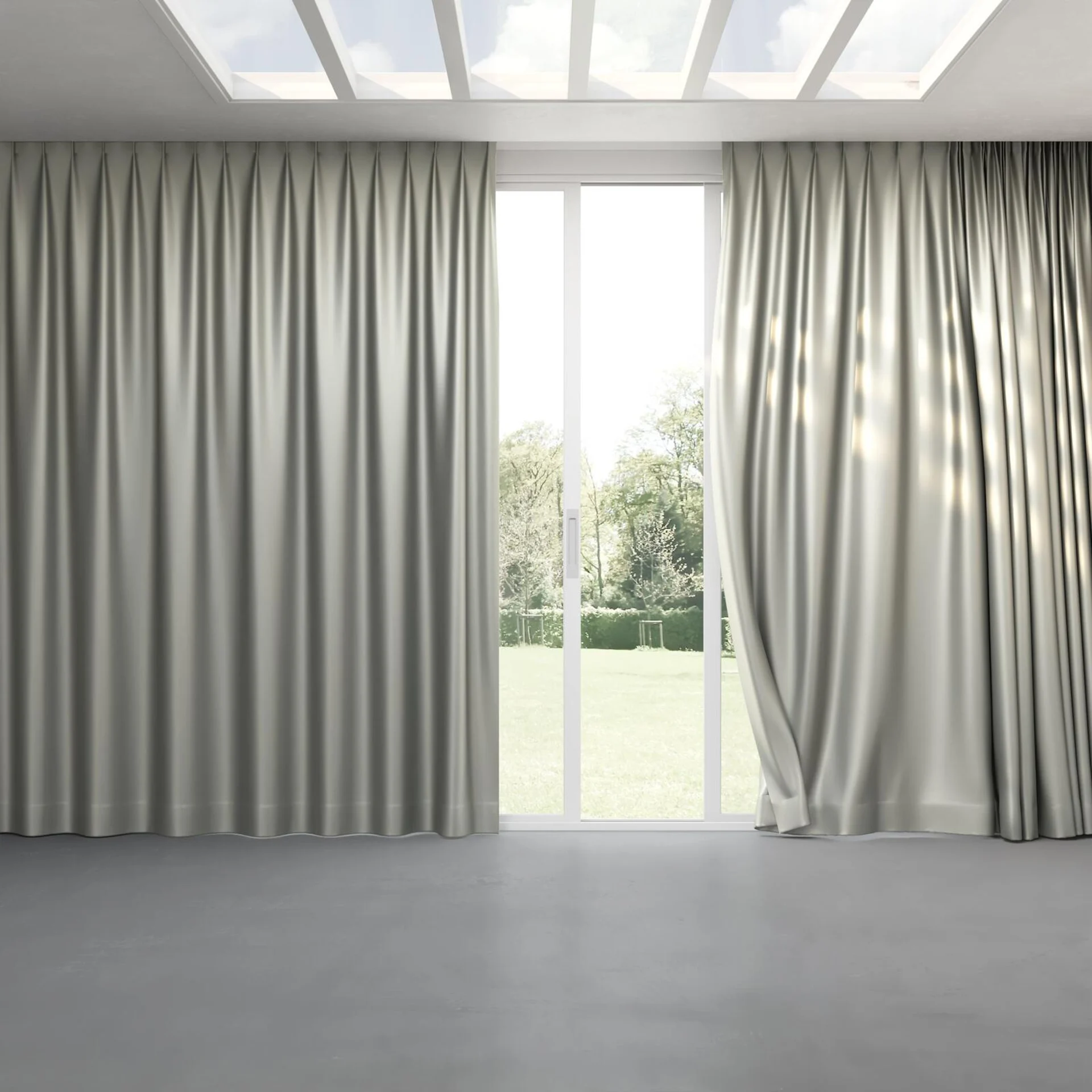 Full view of North Face Silver, pinch pleat