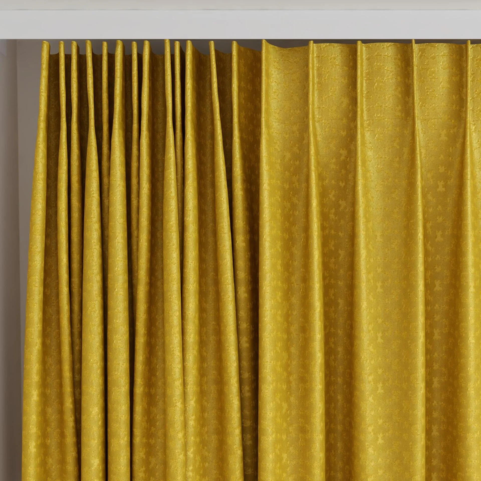 Top view of Requiem Gold, on curtain rail