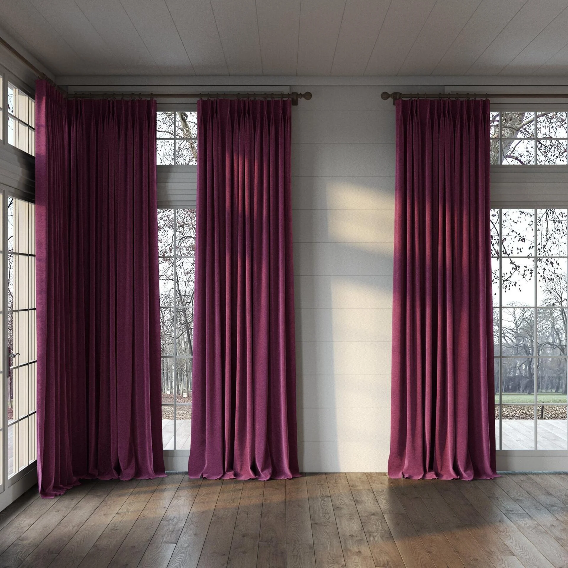 Full view of Geneva Crocus, puddled, on curtain rod