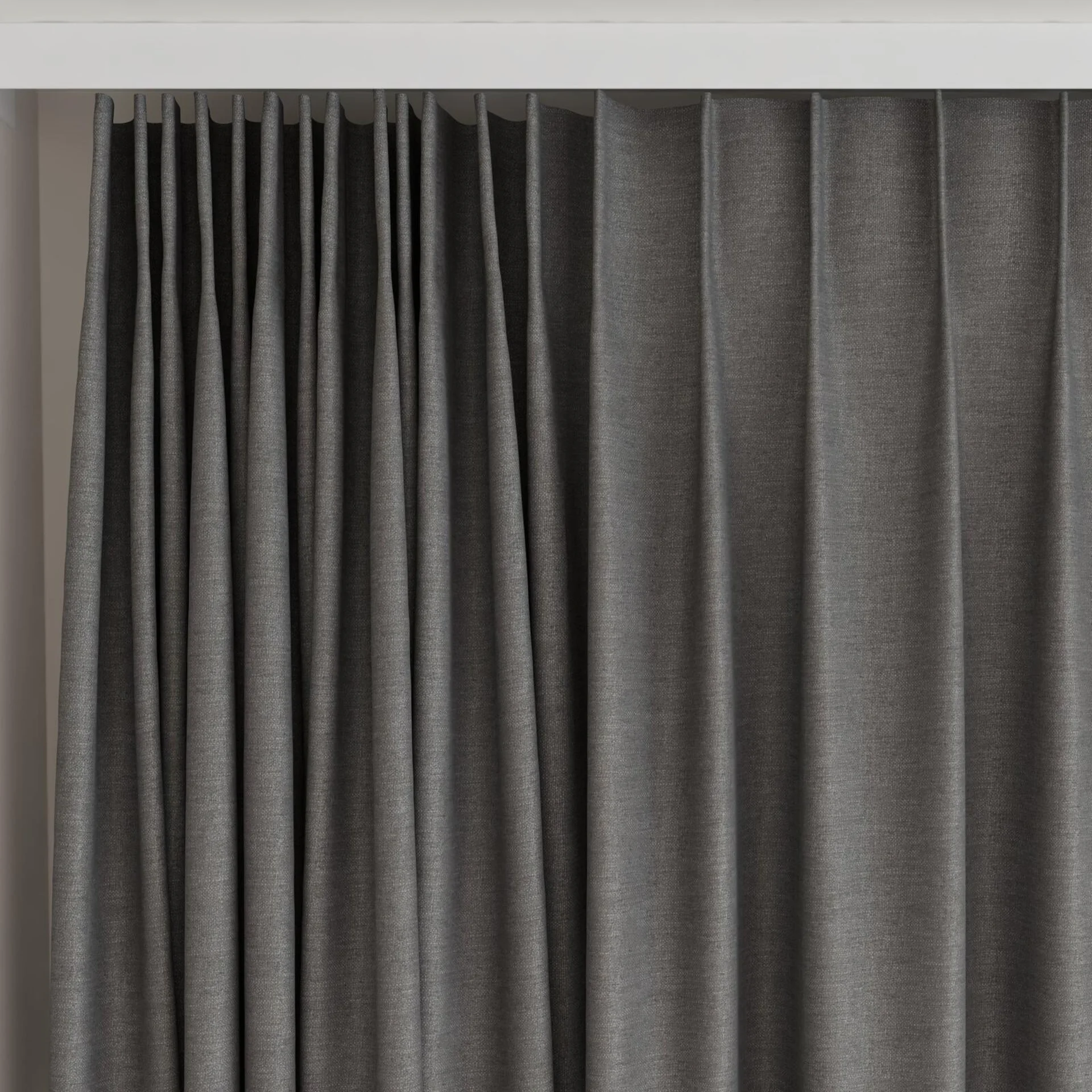 Top view of Casual Steel, on curtain rail