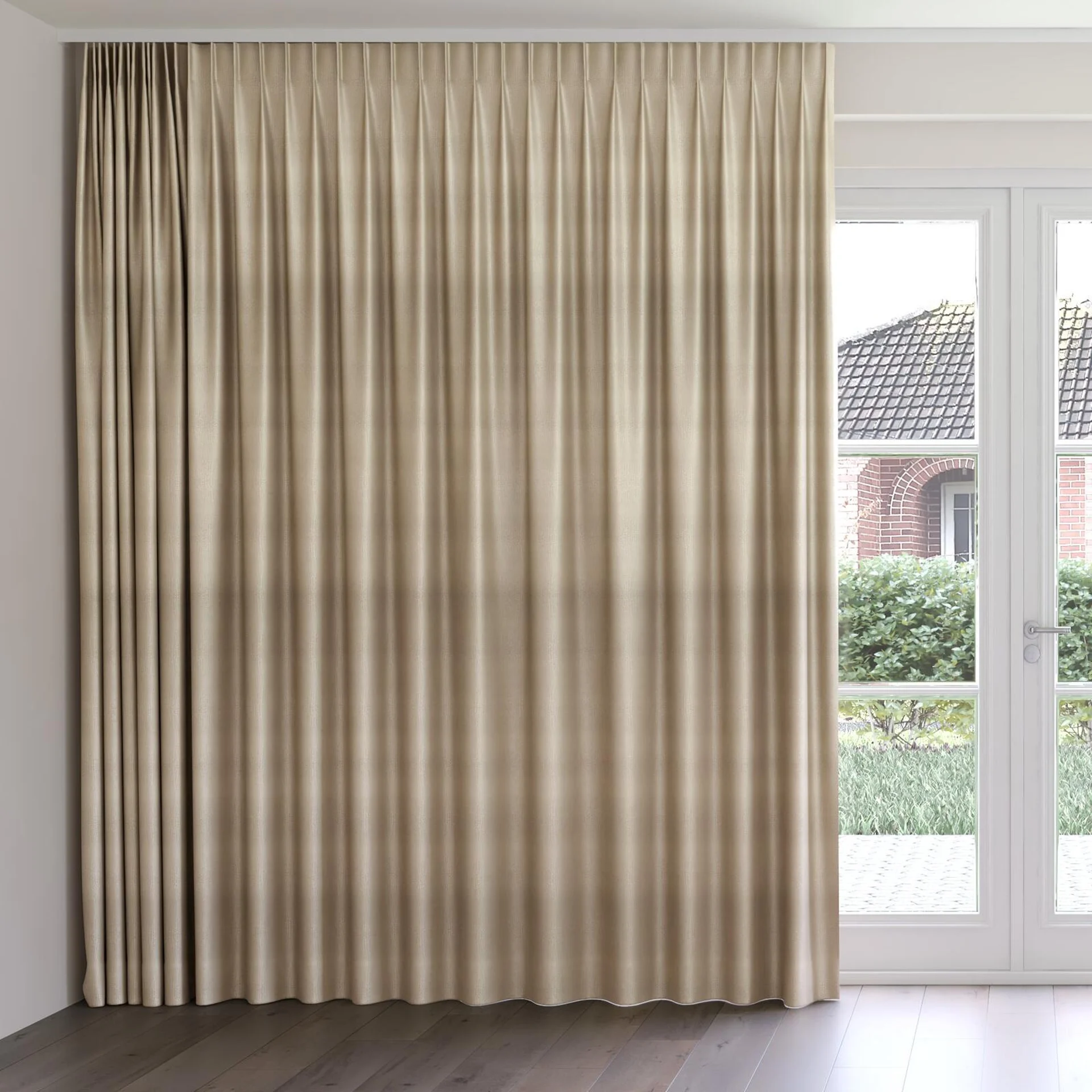 Front view of Glint Putty, on curtain rail