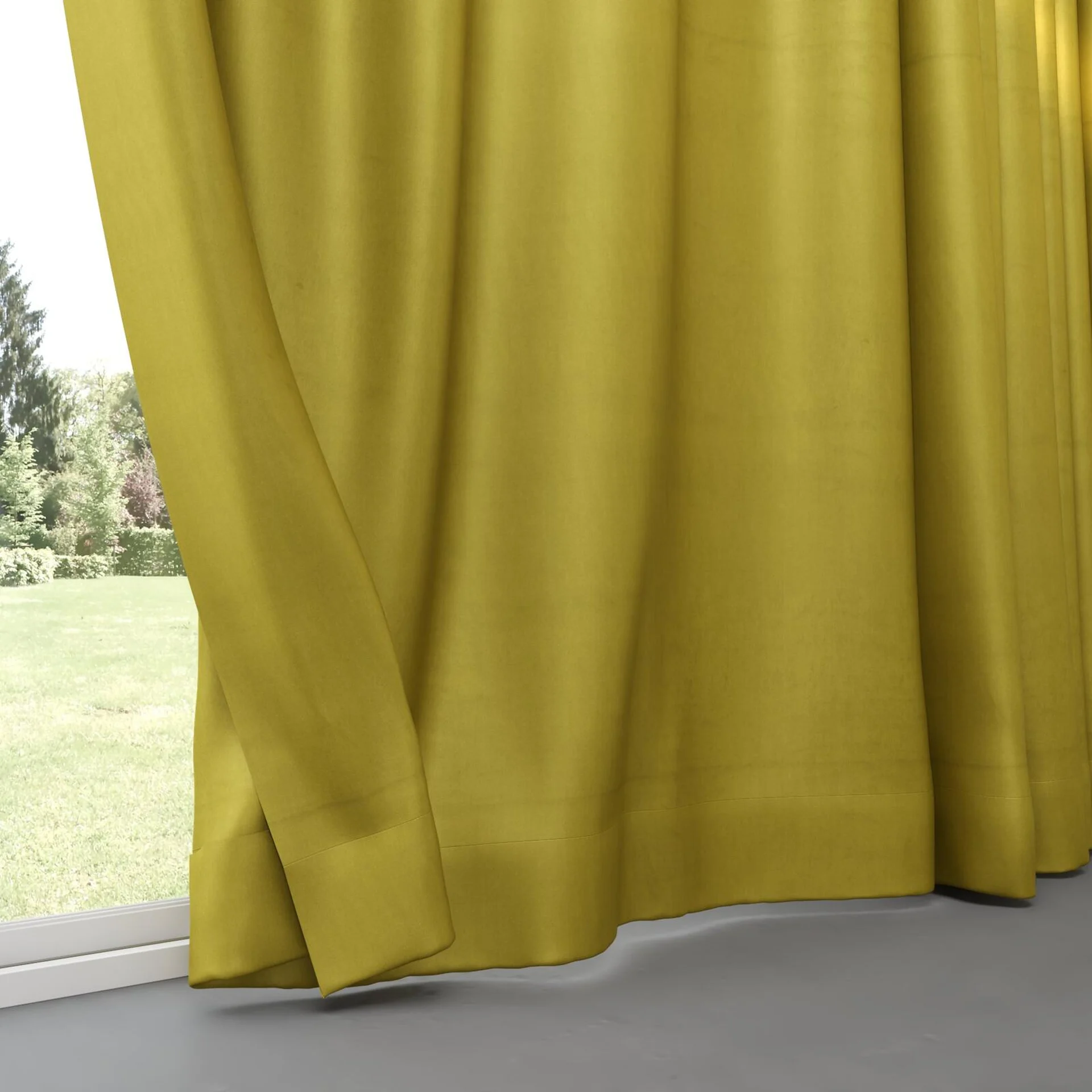 Bottom view of Warlock Chartreuse, pinch pleat