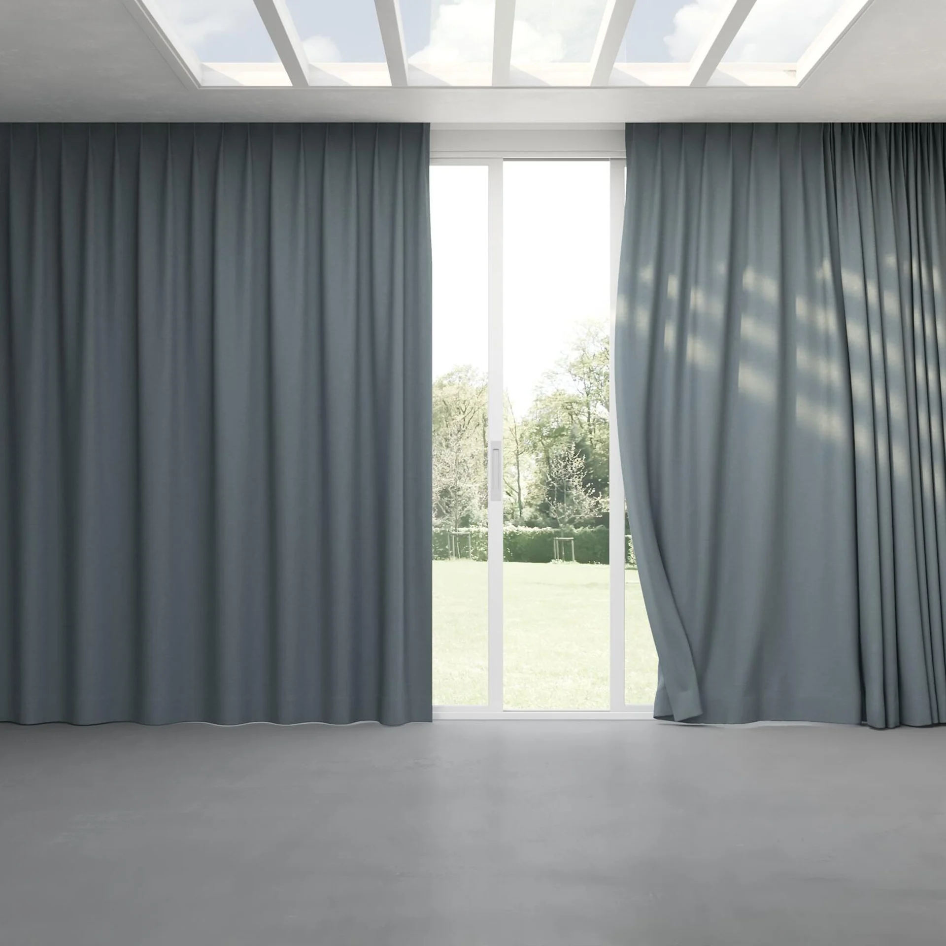 Full view of Colourwash Eco Ocean, pinch pleat
