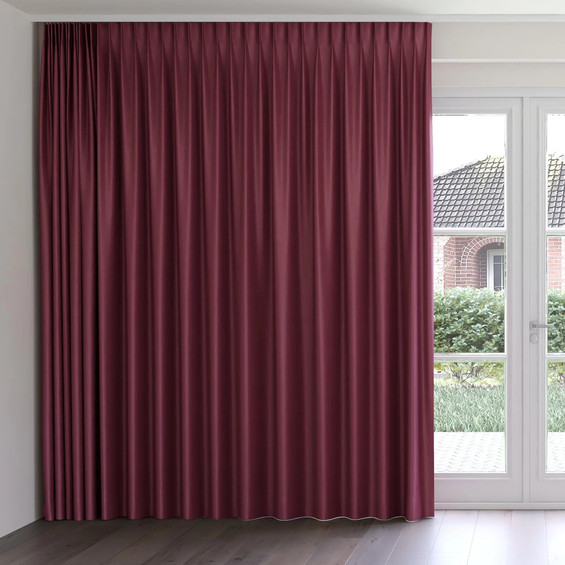 Front view of Recharge Peony, on curtain rail