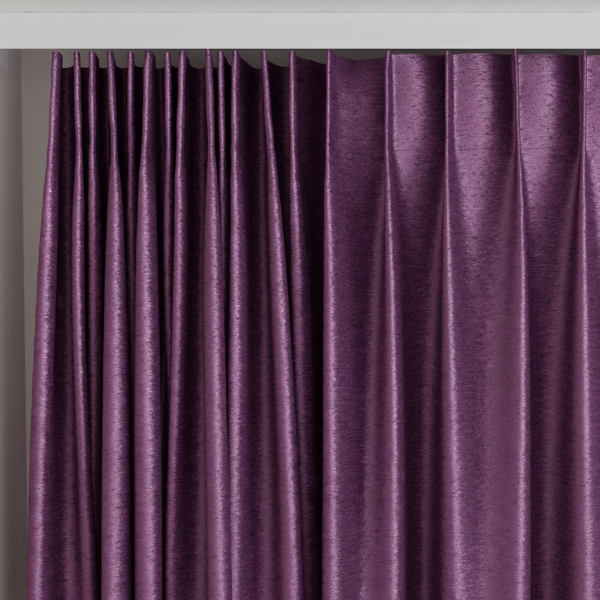 Top view of Lambada Eggplant, on curtain rail