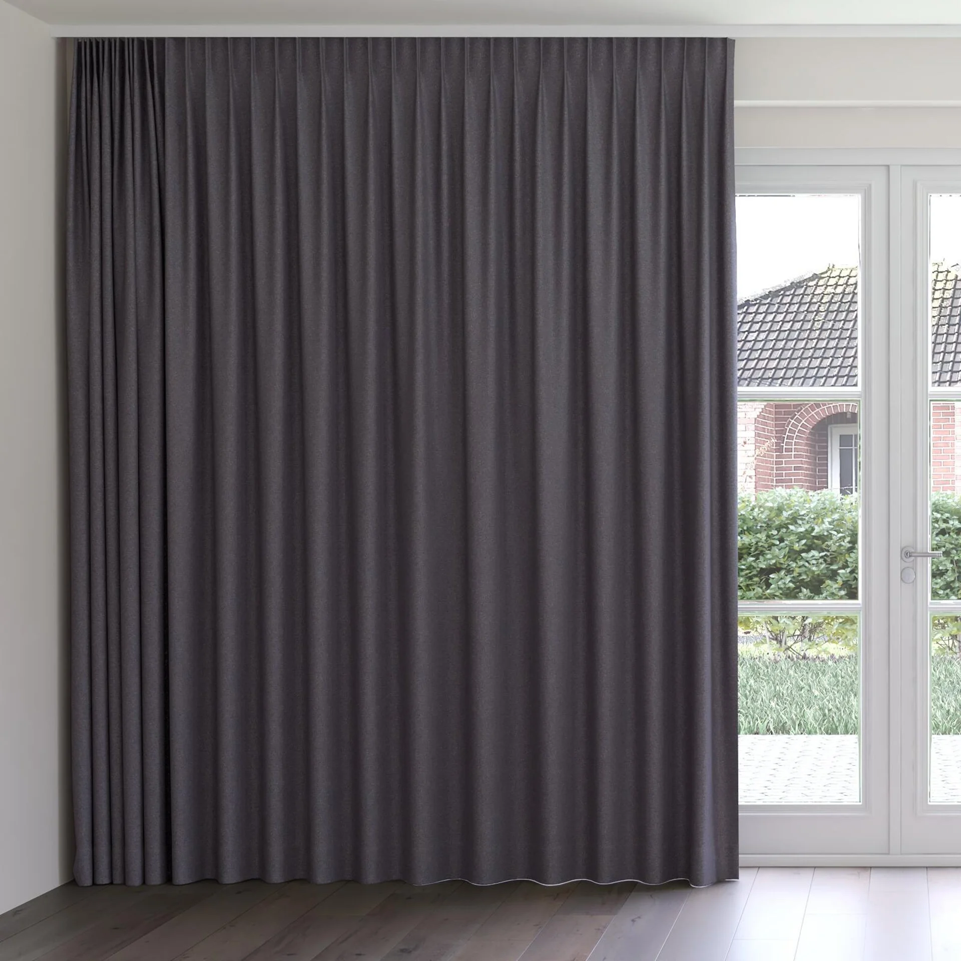 Front view of Bora Bora Twilight, on curtain rail