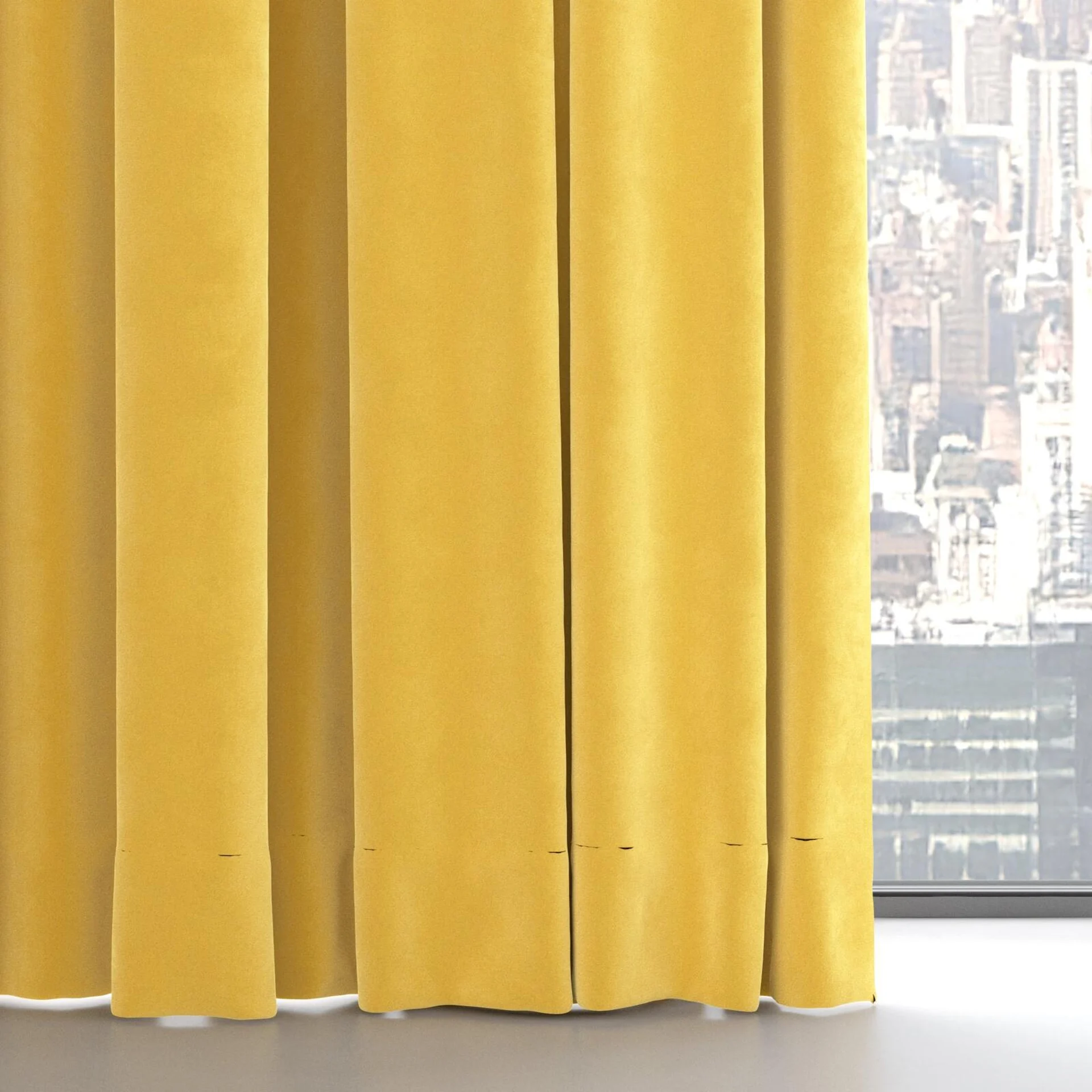 Bottom view of Lux Velvet Saffron 8204, on hidden rail