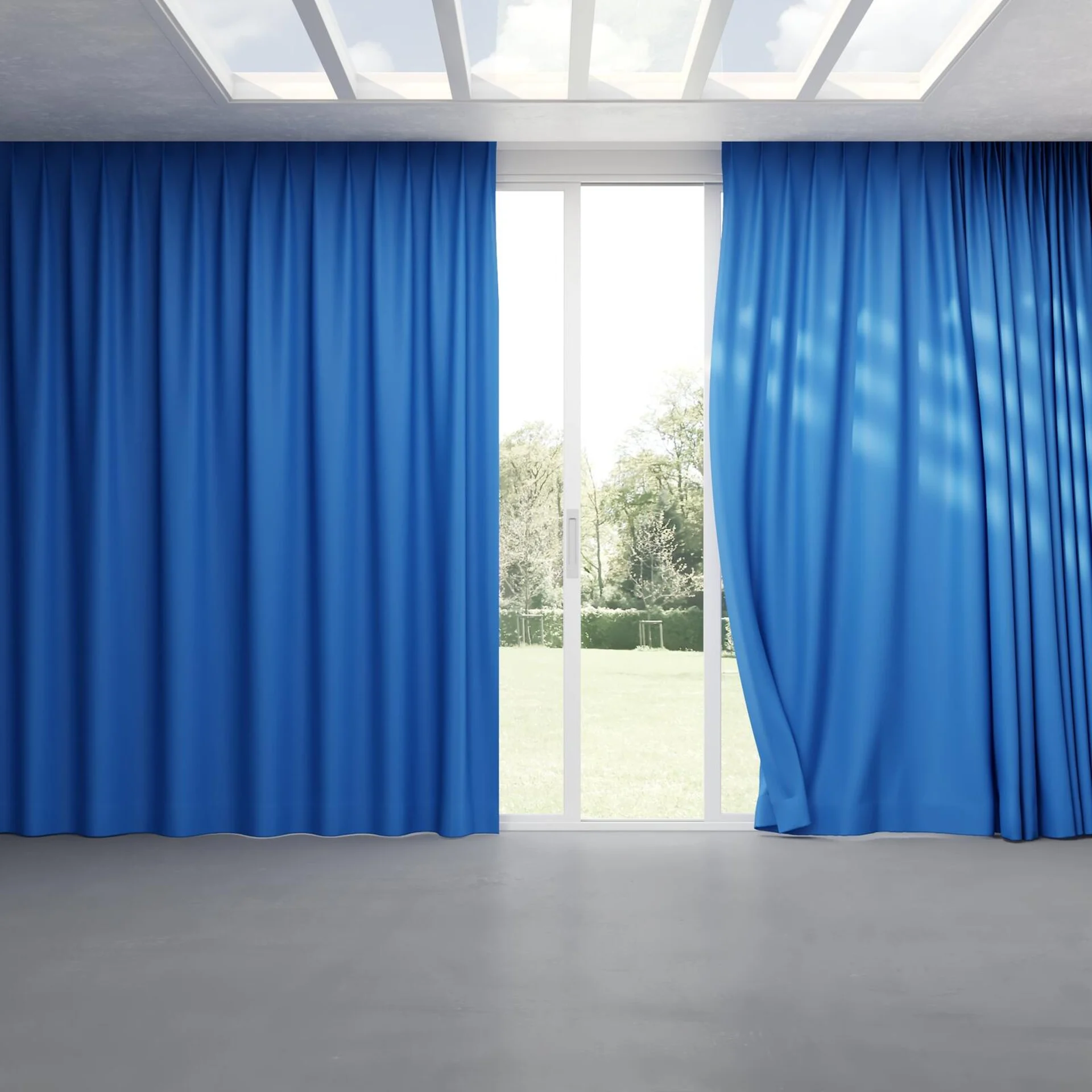 Full view of Ultra Dim Caribbean, pinch pleat
