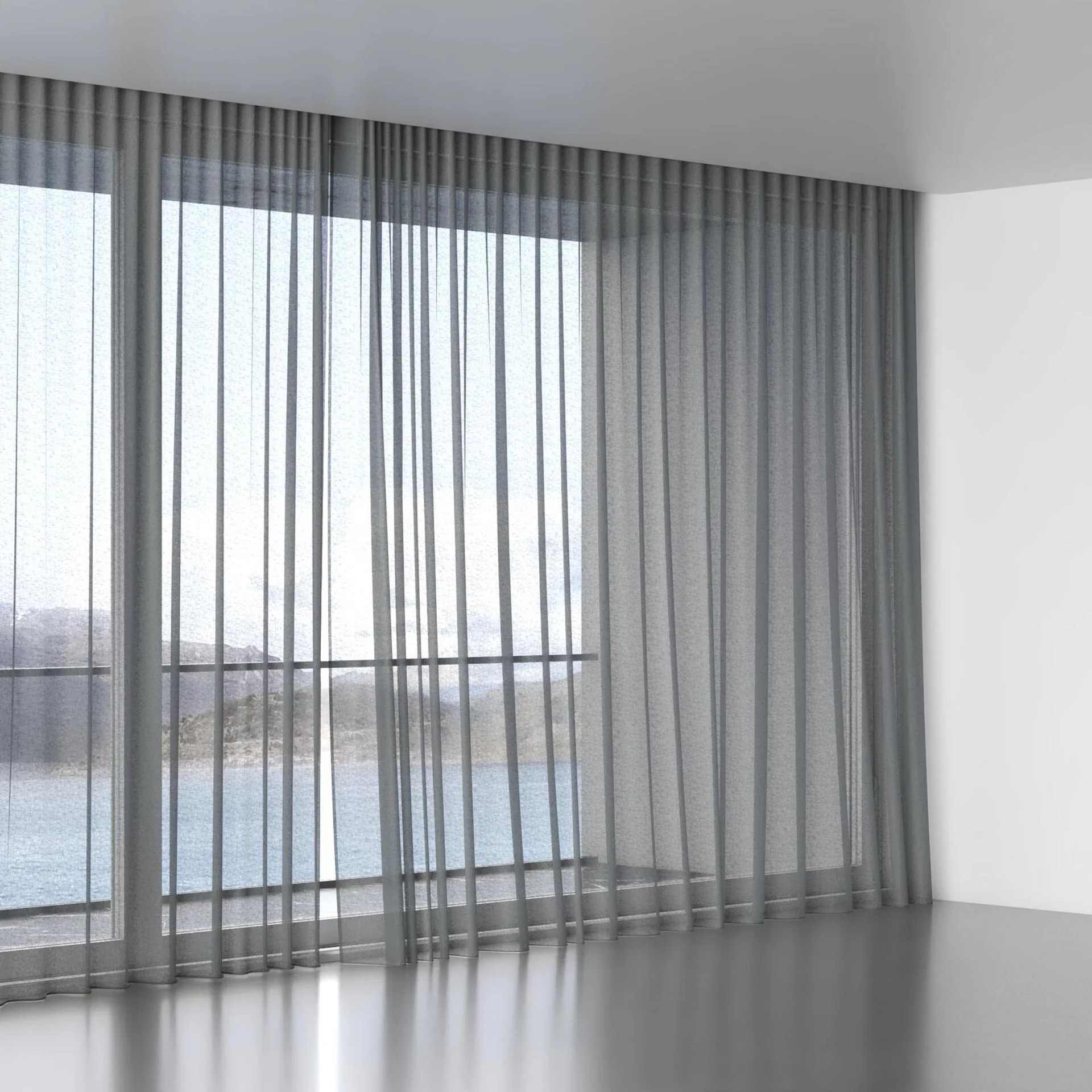 Full view of Kanso Stonewash Slate, wave pleat