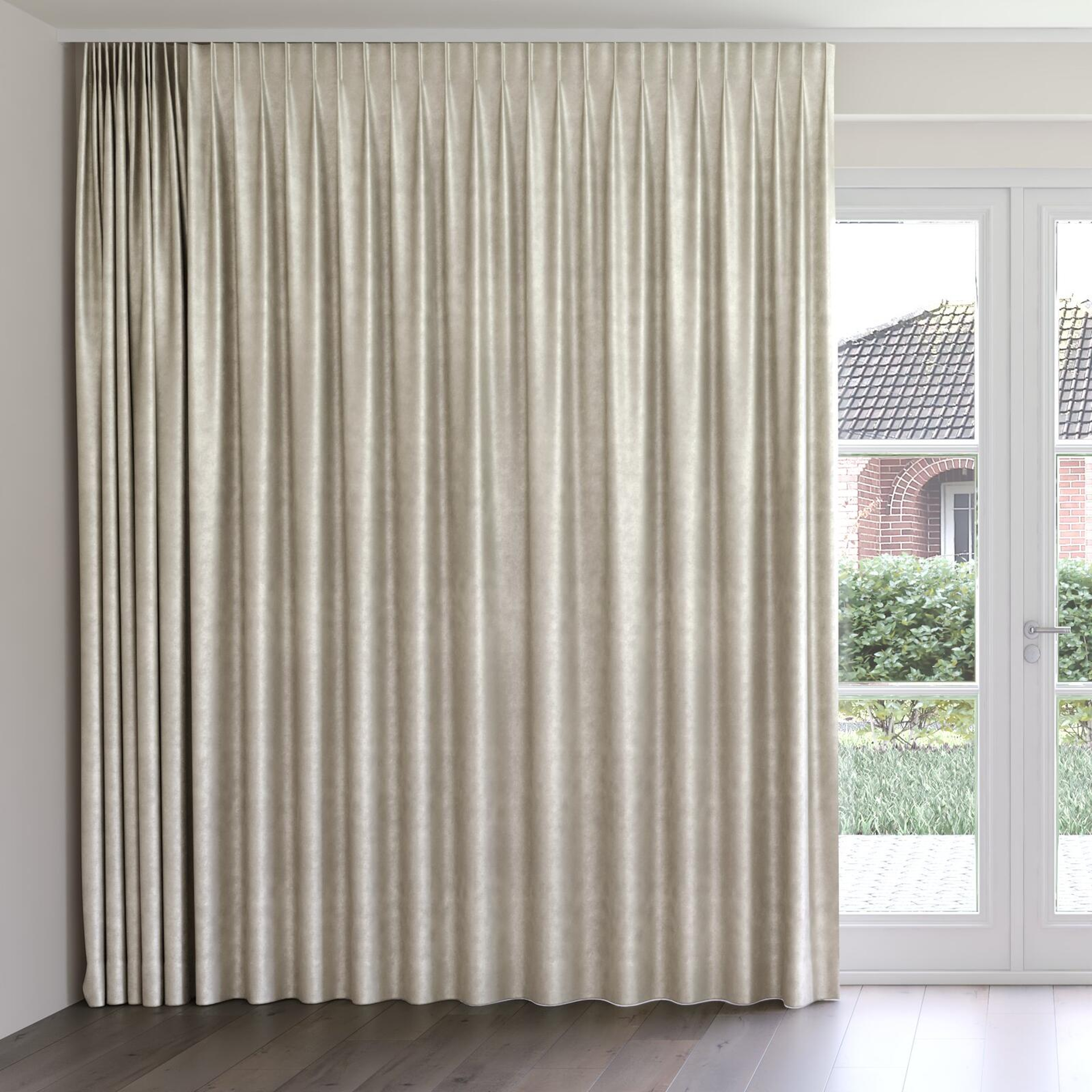 Front view of Fizz Zinc, on curtain rail