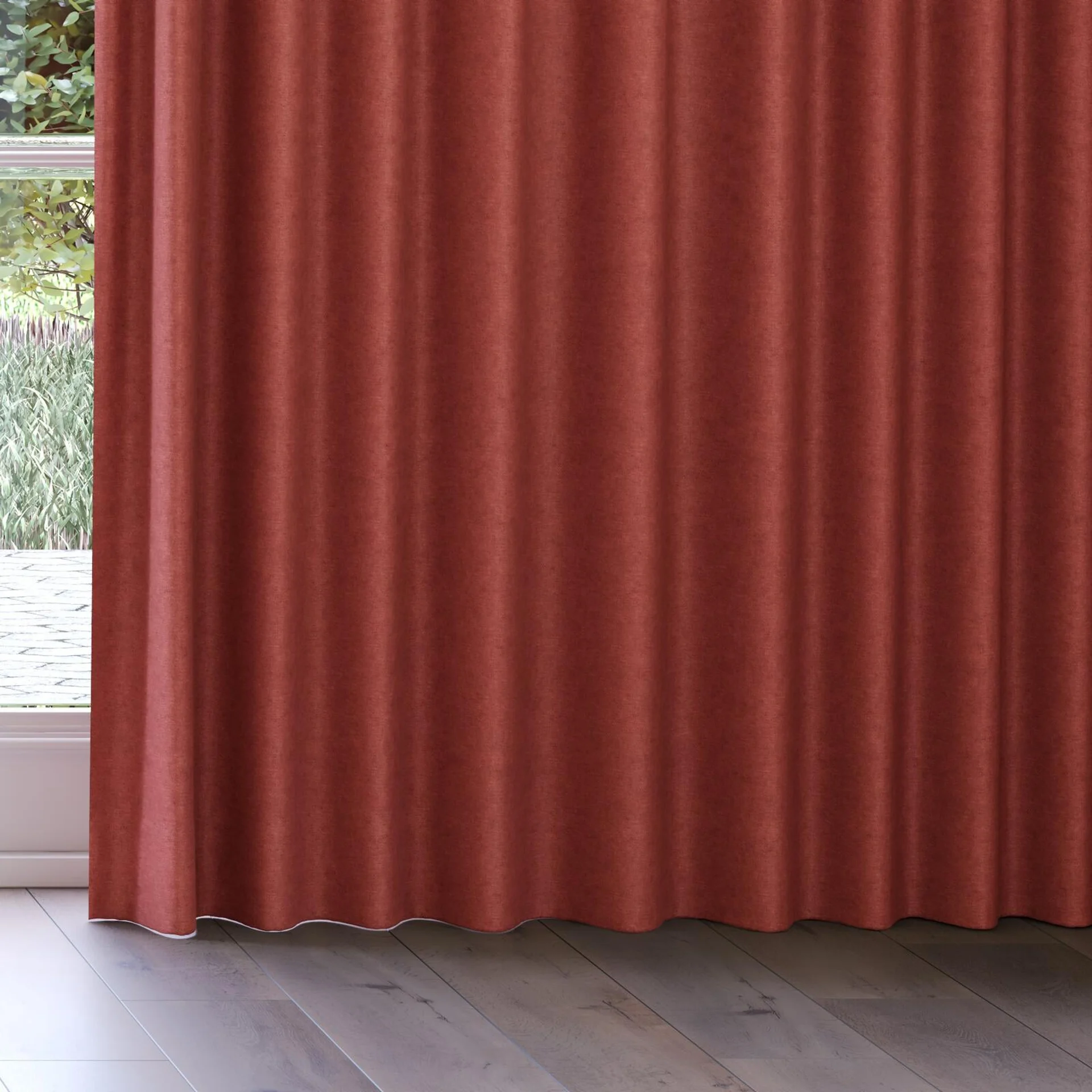 Bottom view of Colourwash Auburn, on curtain rail